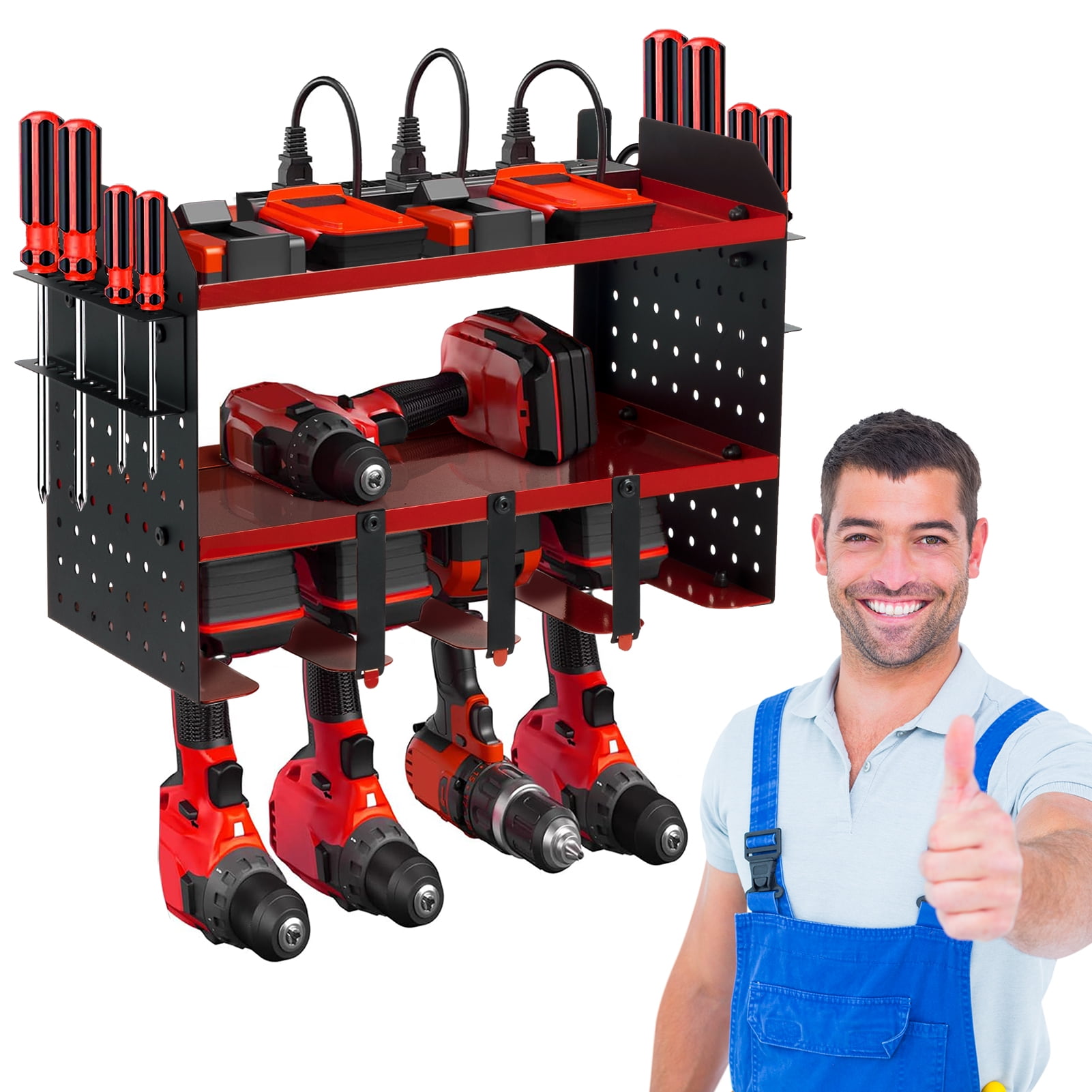 Tongzhou Durable Tool Boxes and Organizers, Black/Red, 16.93 x 9.06 x 4.33", 6.5 lb