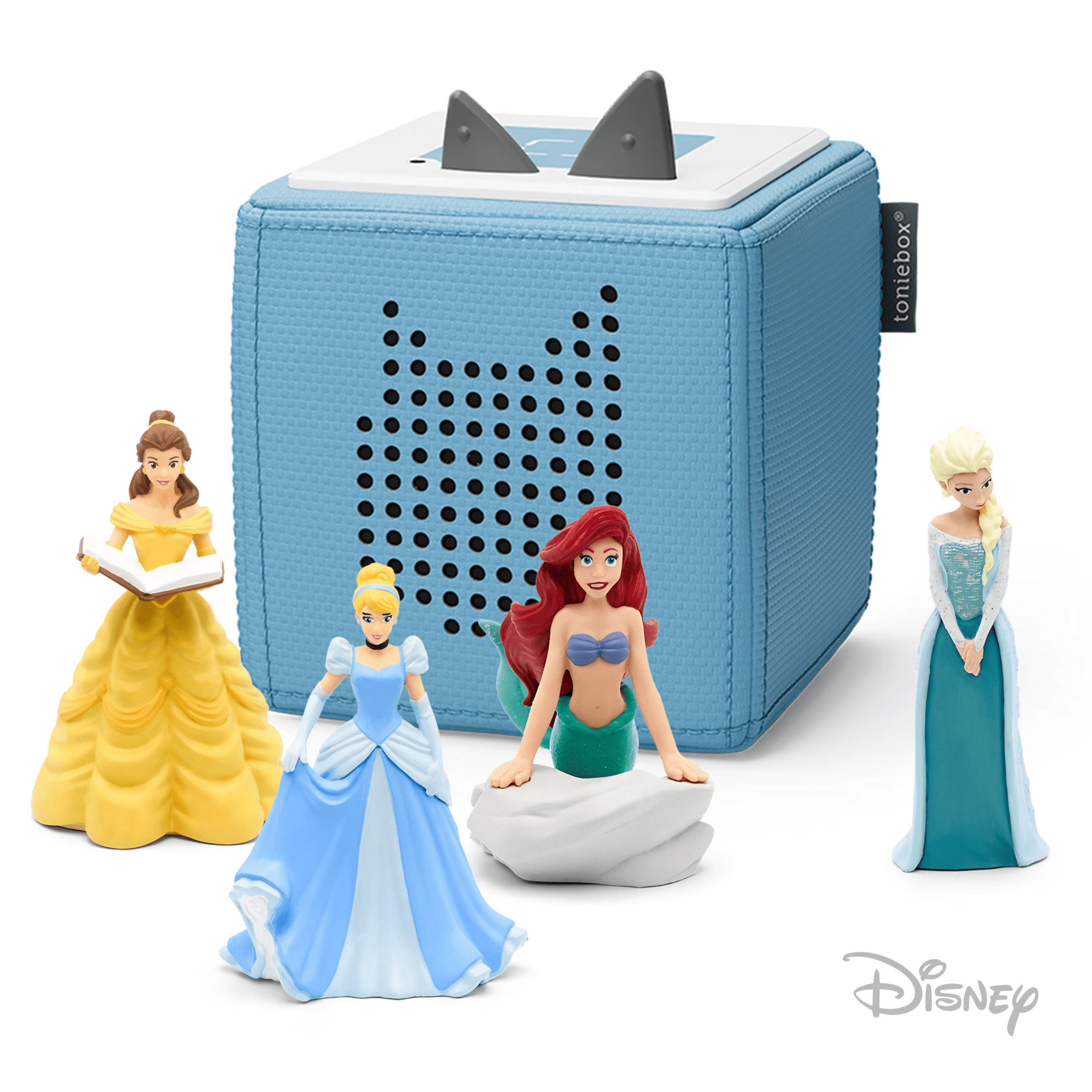 tonies Disney Princess Audio Player Bundle with Elsa, Ariel, Cinderella & Belle, Light Blue, for Kids 3+