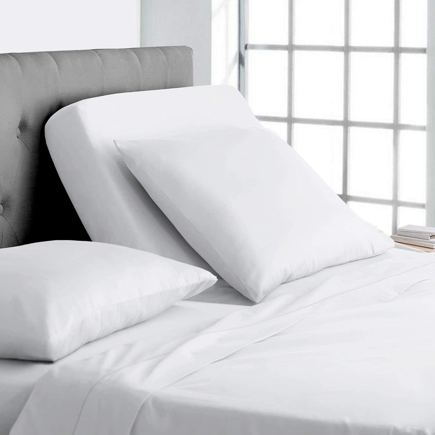 Top Split King Sheets Sets for Adjustable Beds - 800 Thread Count- 100% Egyptian Cotton 4Pcs Bed Sheets, Fits Upto 18'' Inch Deep Pockets, White Solid - Split Down 34 inches from The top