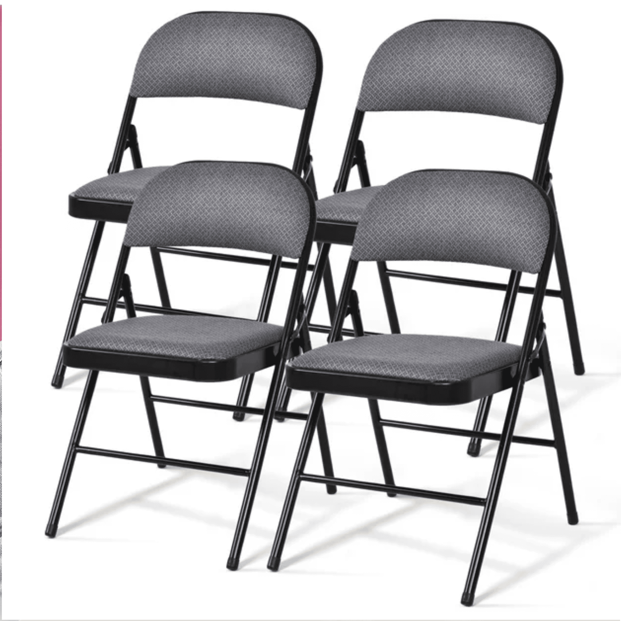 BLACK JAGUAR Fabric Padded Folding Chair Portable Dining Chairs Pack of 4