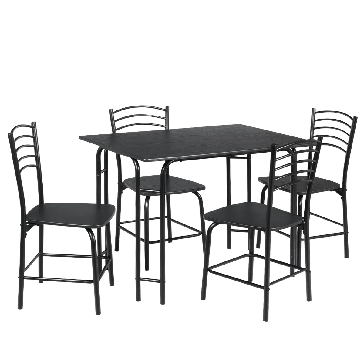 Topbuy 5 Pieces Dining Table and Chair Set Metal Frame Wooden Tabletop