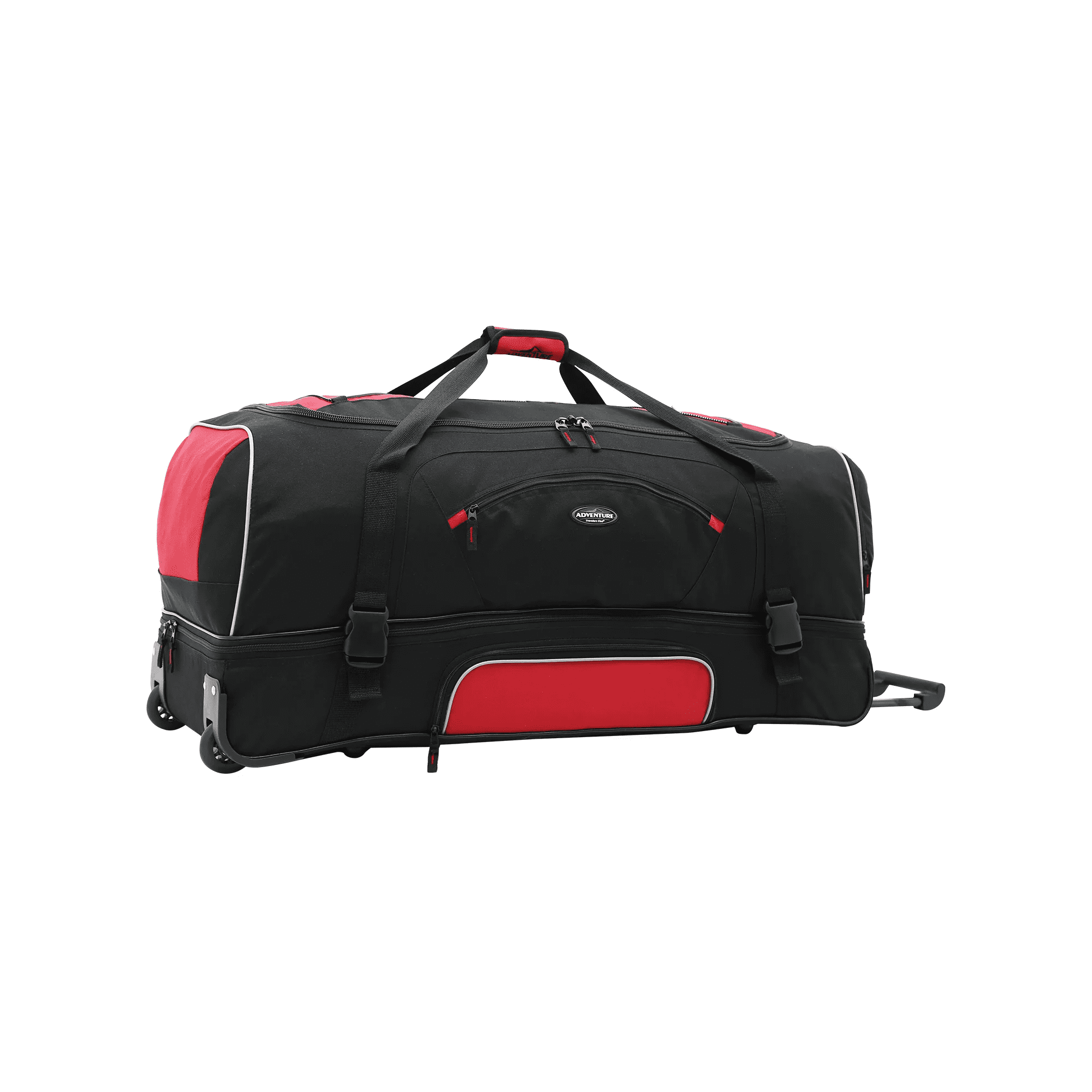 Traveler's Club Adventurer Jumbo 36" Drop-Bottom Rolling Travel Duffel - Red