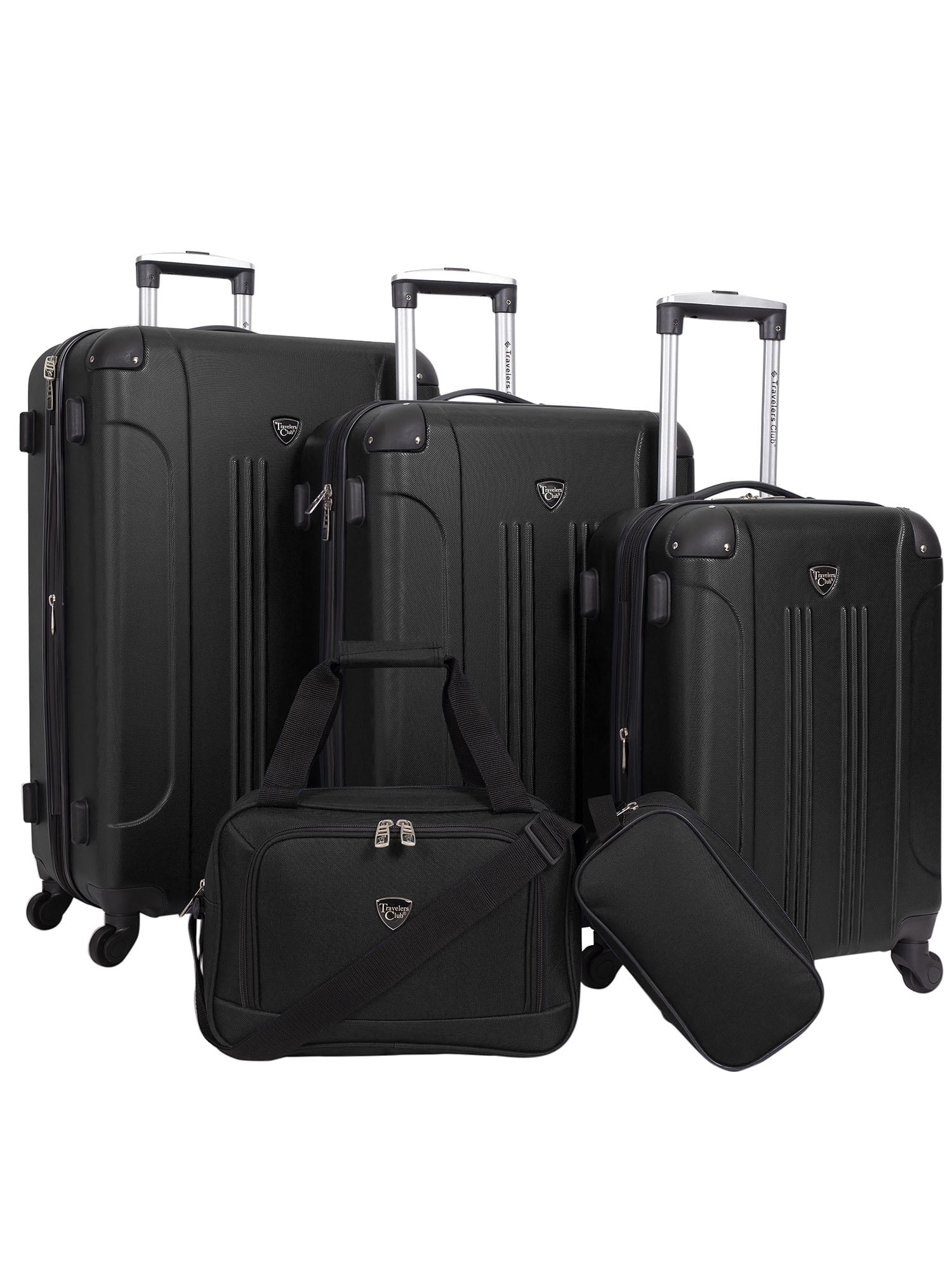 Travelers Club Chicago Plus 5pc Expandable Hardside Luggage Set, Black