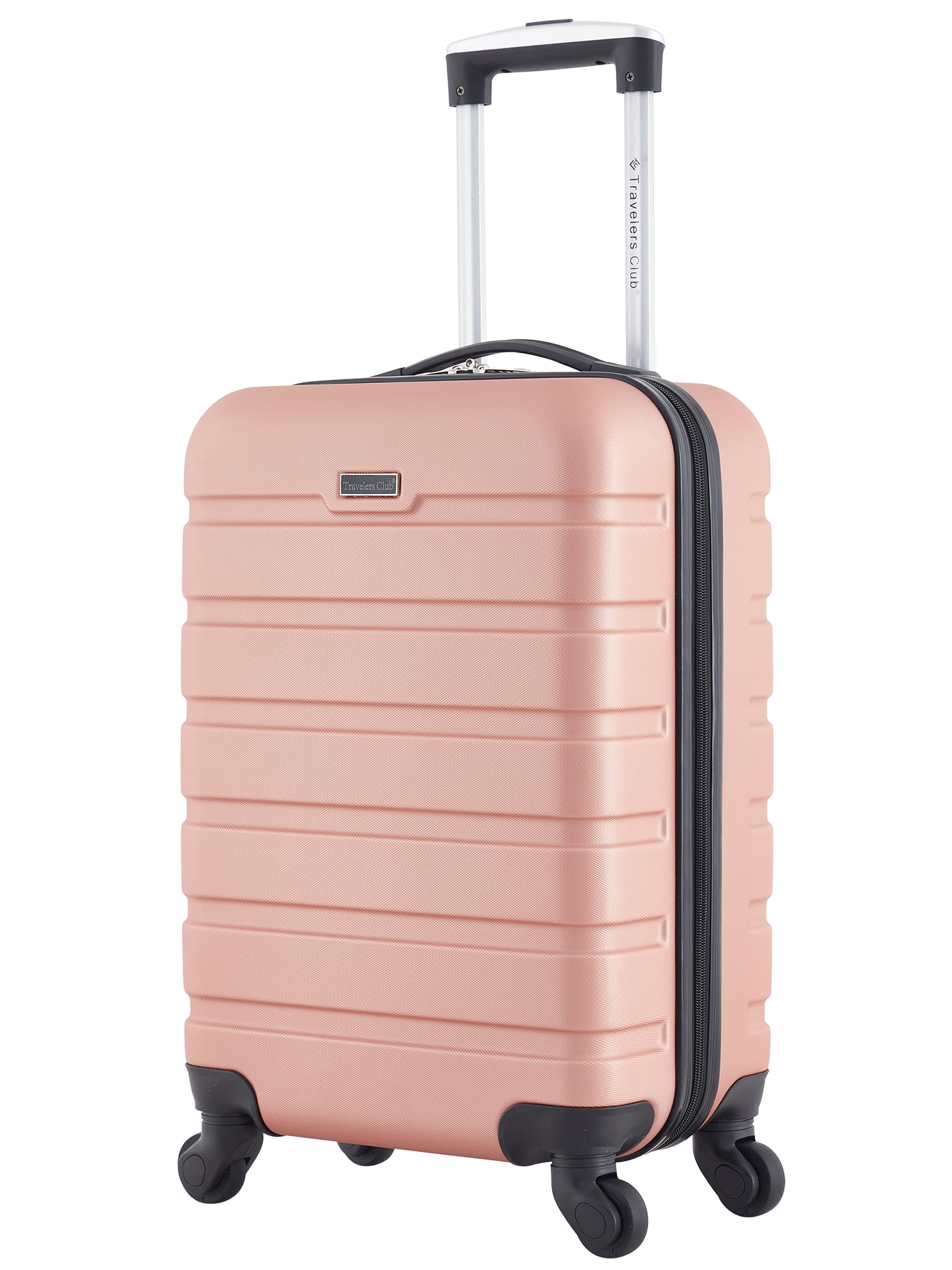 Travelers Club 20" Hard Side Rolling Carry-on Luggage for Travel- Rose Gold