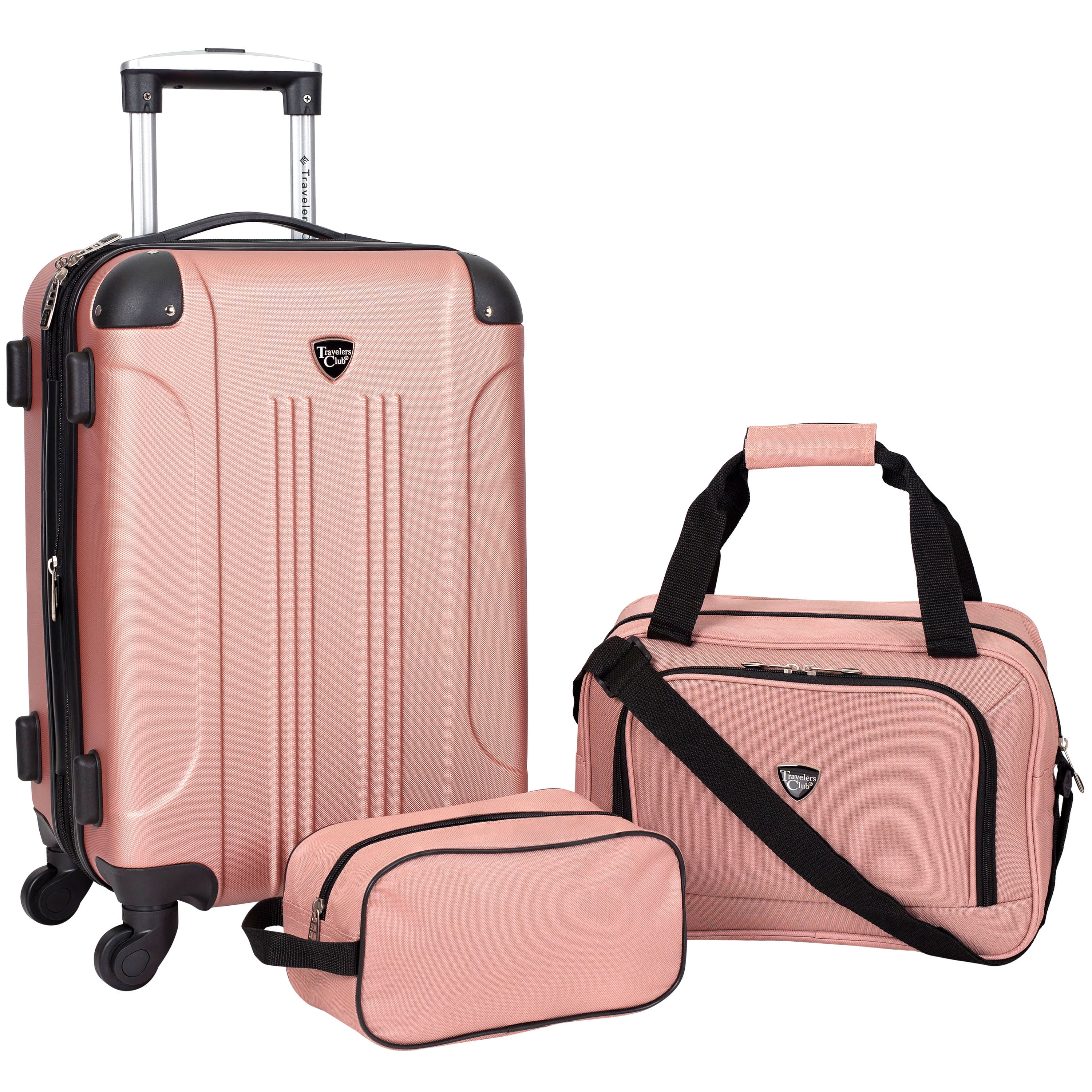 Travelers Club 3-Piece Expandable ABS Rolling Travel Set - Metallic Pink