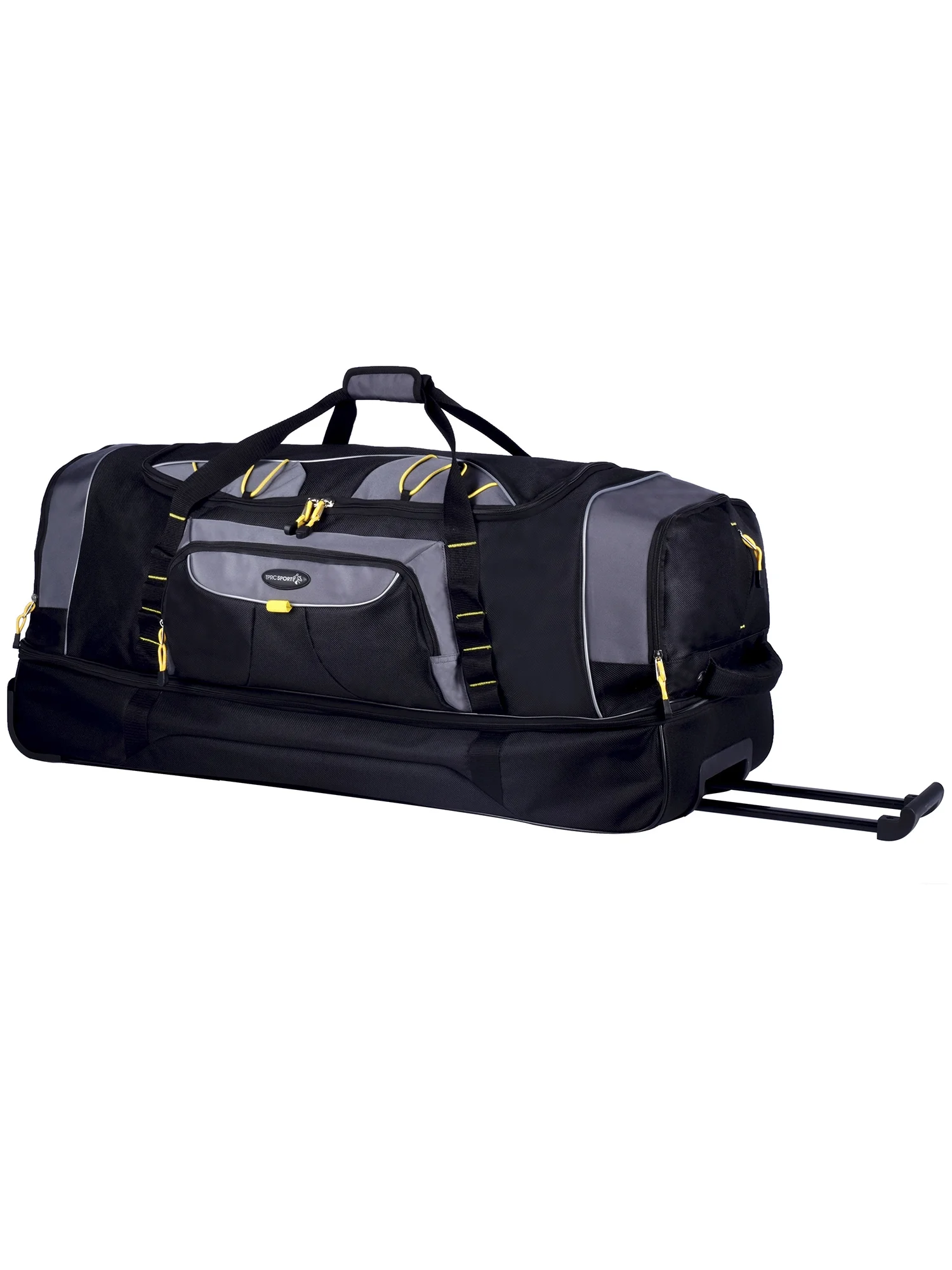 Travelers Club 36" 2-Section Drop-Bottom Rolling Duffel, Black