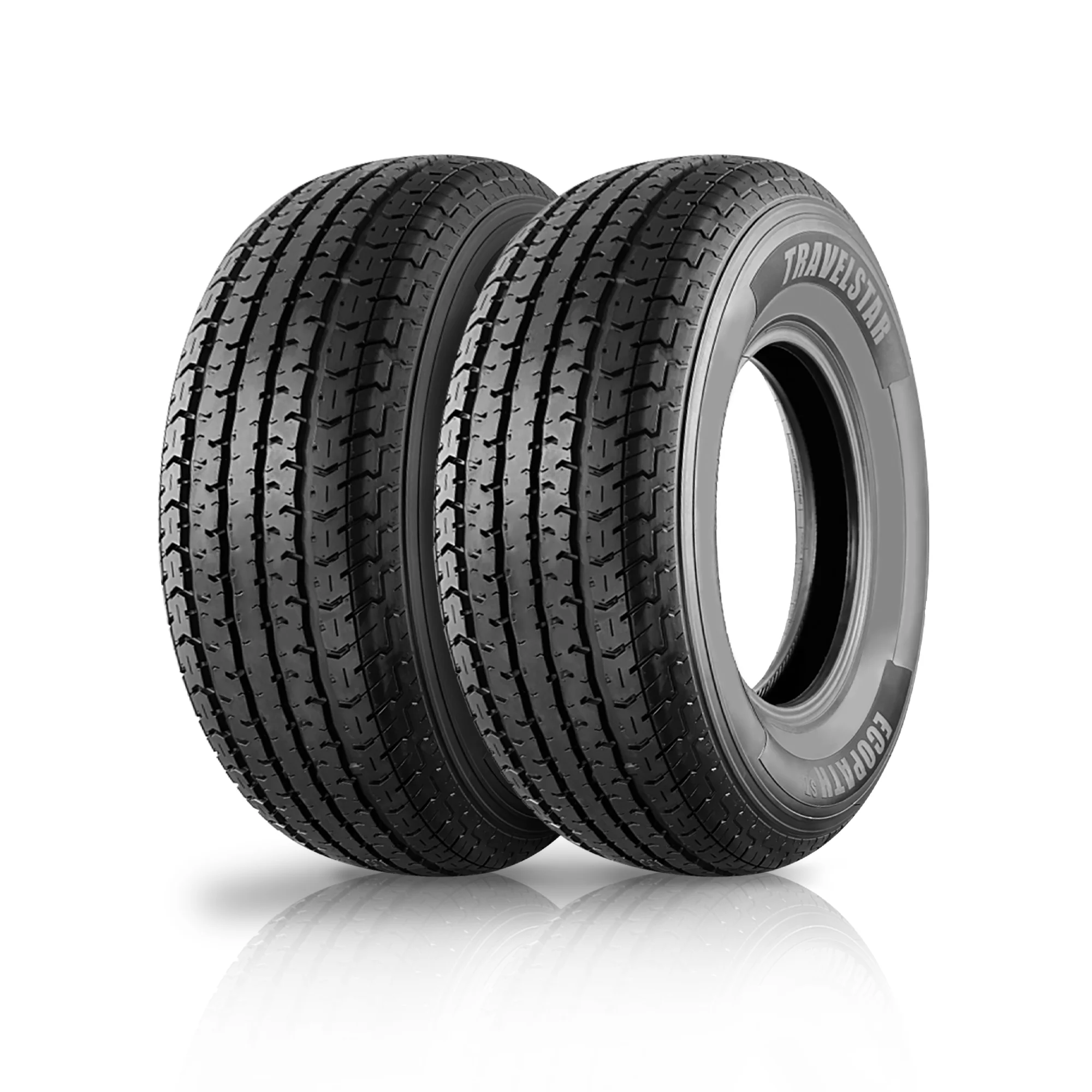 Travelstar Ecopath ST ST205/75R14 8 Ply 105/101M Load D Radial Trailer Tire - ST 205/75/14,Set of 2(Tire Only)