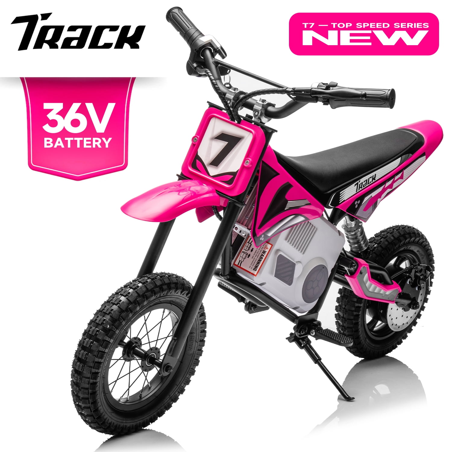 Track 7 36V Hand-Operated Electric 350W Dirt Bike, Pink