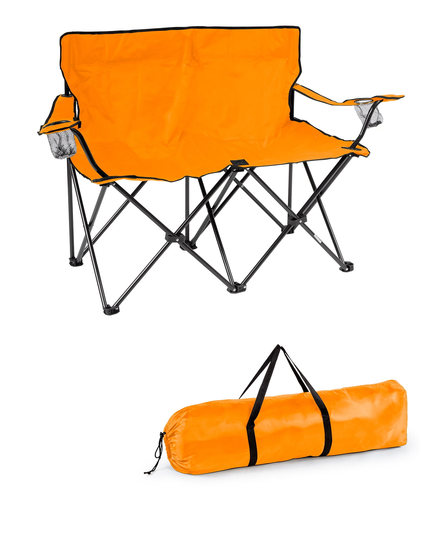 Trademark Innovations Loveseat Style Double Camp Chair with Steel Frame (Orange)