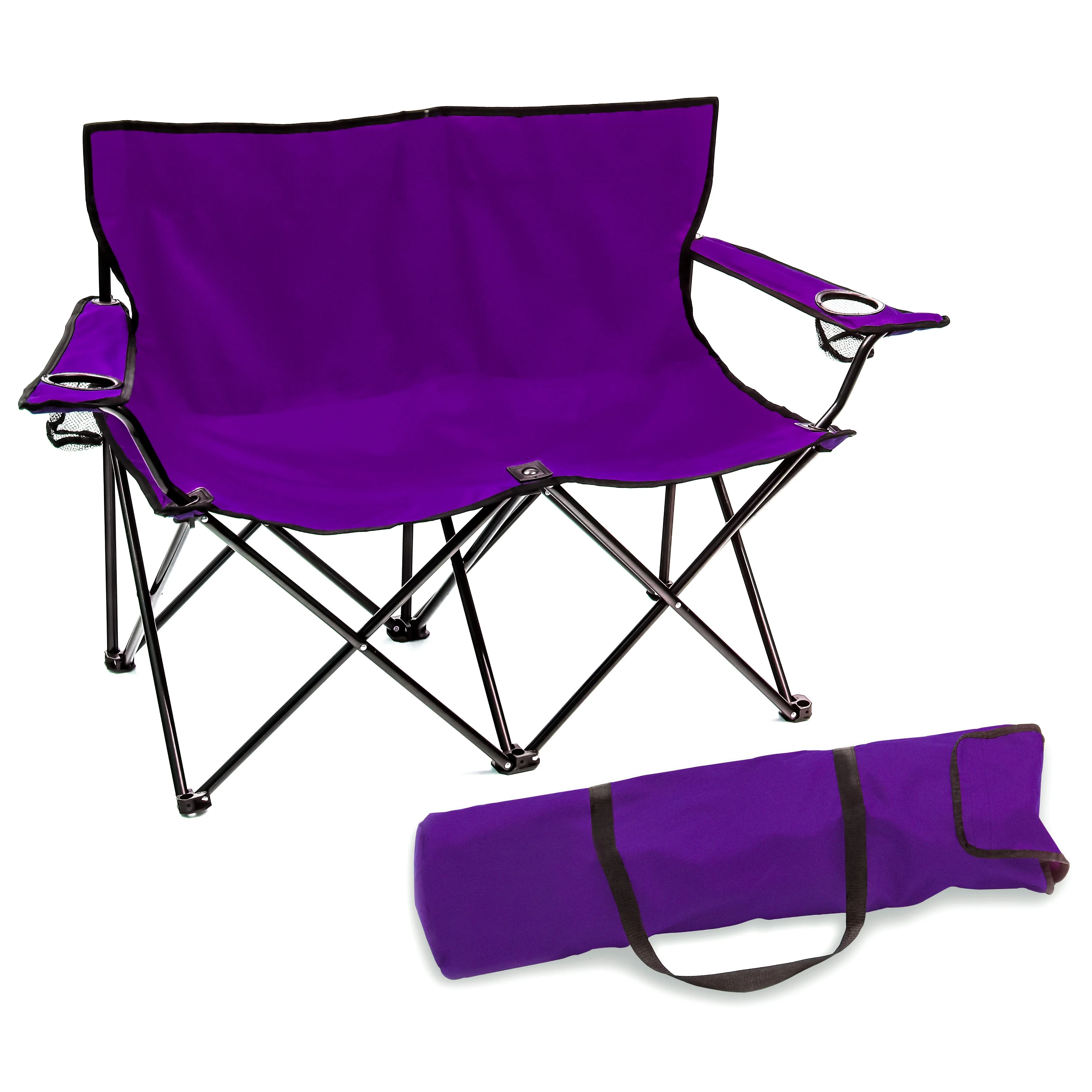 Trademark Innovations Loveseat Style Double Camp Chair with Steel Frame (Purple)
