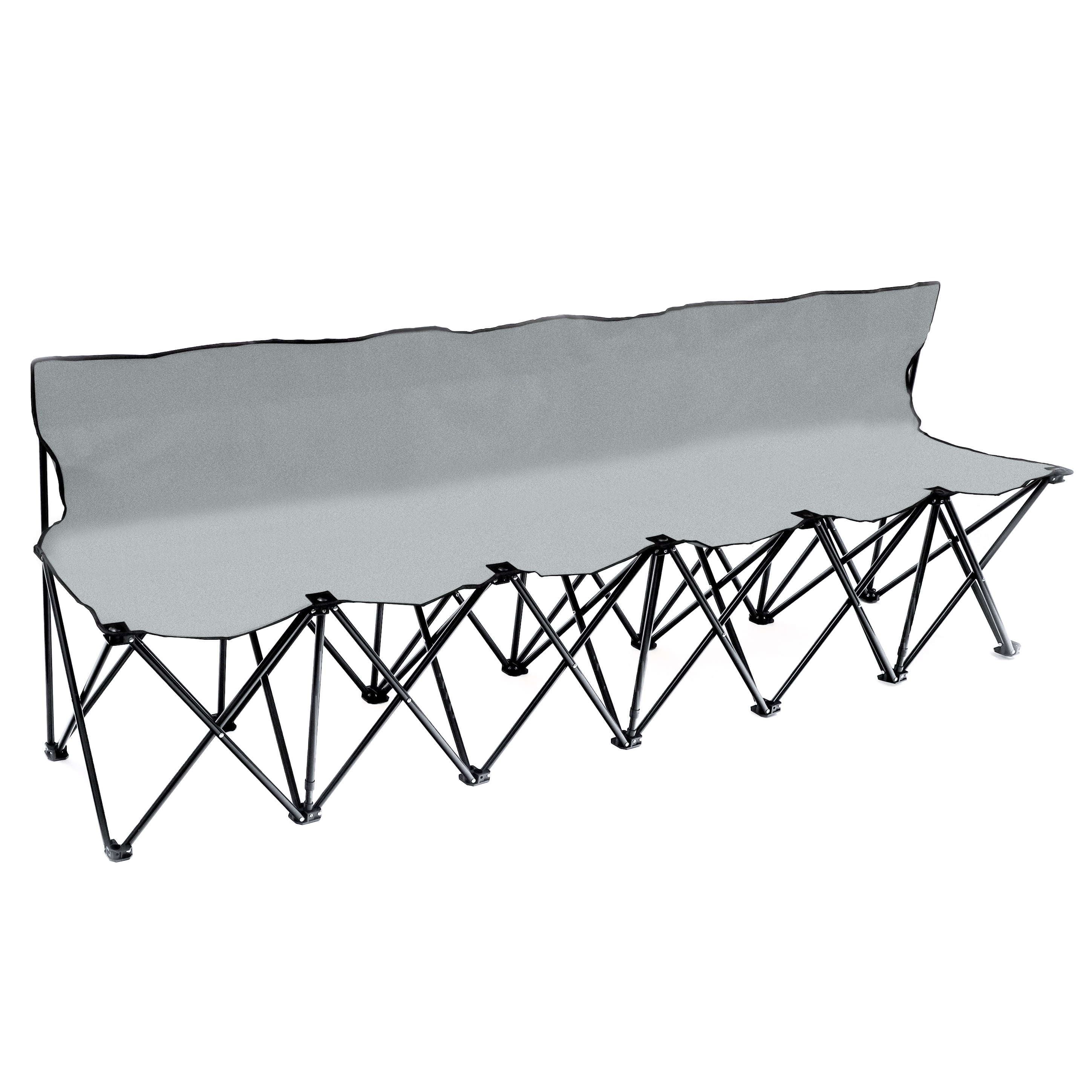 Portable 6-Seater Folding Team Sports Sideline Bench with Back (Gray)