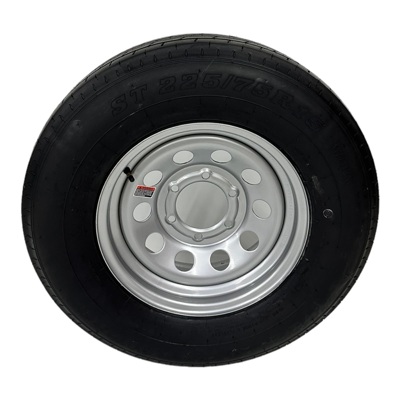 Trailer Tire on Rim ST225/75R15 TrailQuest LRE Radial 10 Ply 6 Lug Silver Modular Wheel 6X5.5" Bolt Pattern