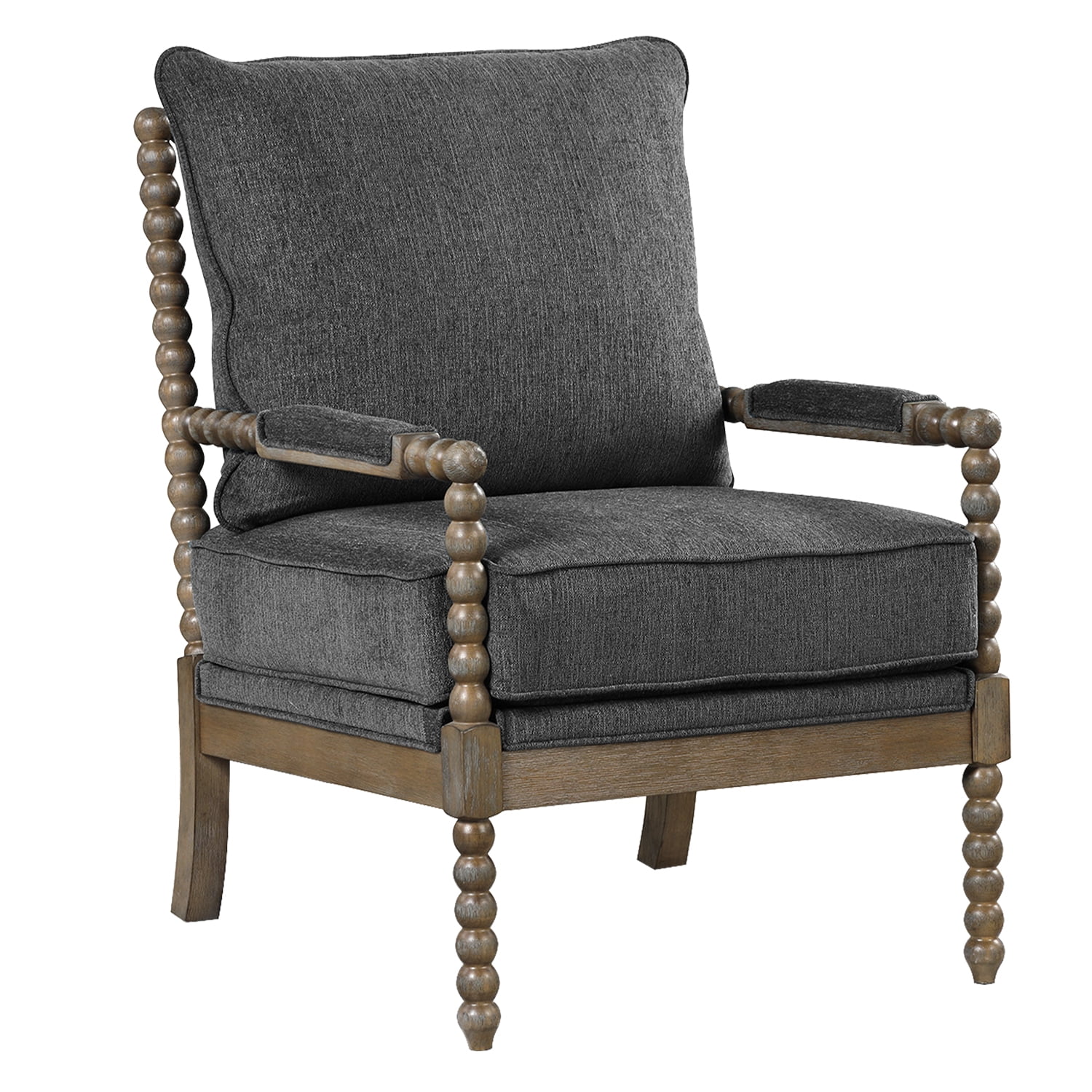 Triple Tree Stylish RUBBER WOOD FABRIC Armchair with Cushion, Black