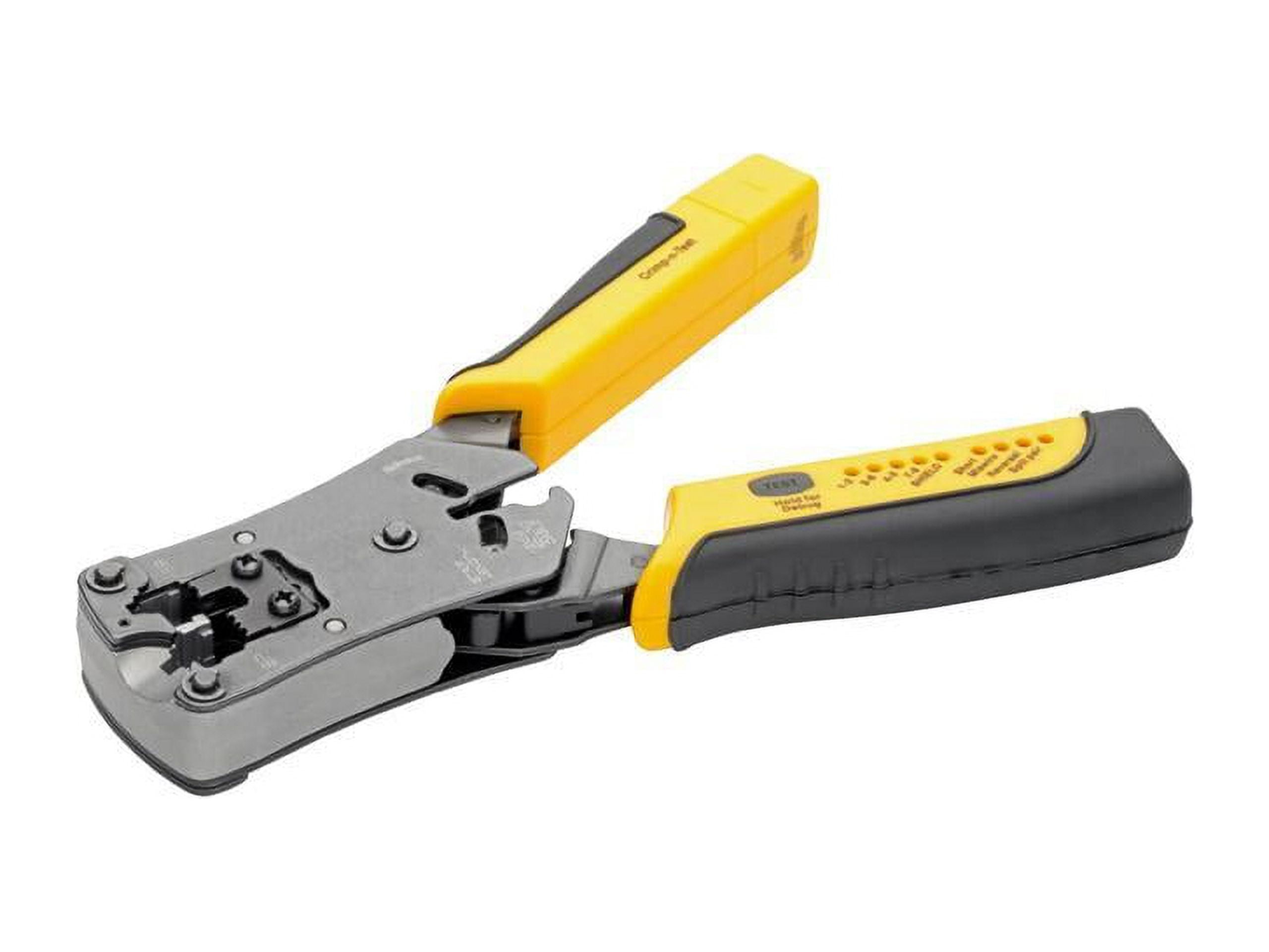 Tripp Lite RJ11/RJ12/RJ45 Wire Crimper w/ Built-in Cable Tester - Black, Yellow