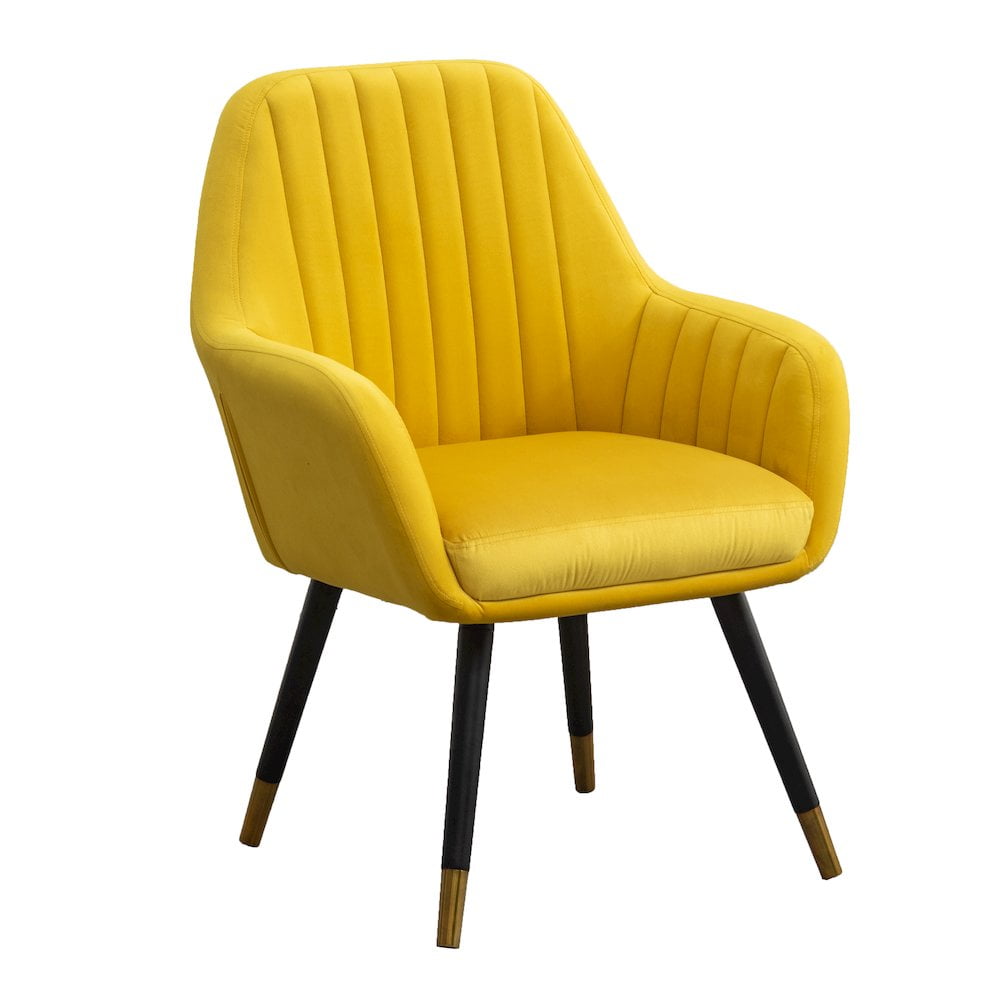 Tuchico Contemporary Velvet Upholstered Accent Chair in Yellow