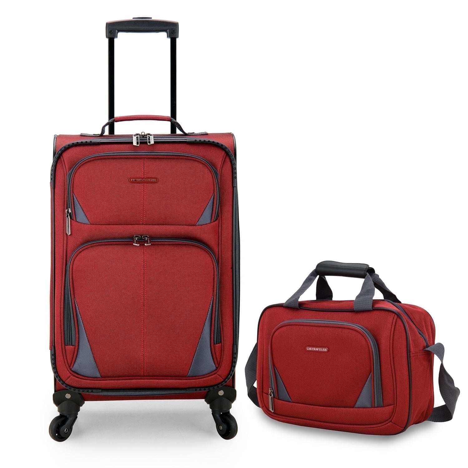 U.S. Traveler Forza 2-Piece Expandable Softside Carry-On Luggage Set – Spinner Wheels, TSA-Approved, Tote Bag, Lightweight Travel Suitcase, Red