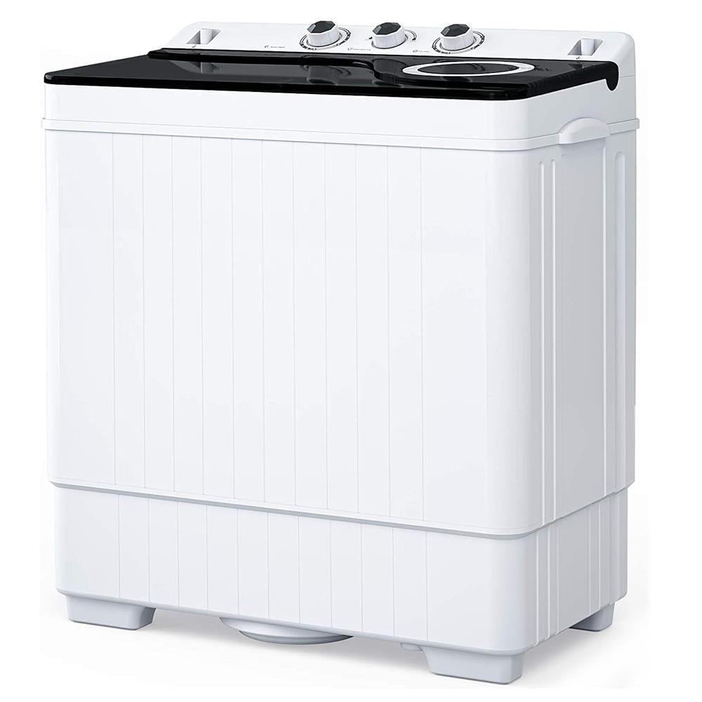 UbesGoo Portable Washing Machine, 26lbs Compact Twin Tub Wash& Combo for Apartment, Dorms,Camping and More, White&Black