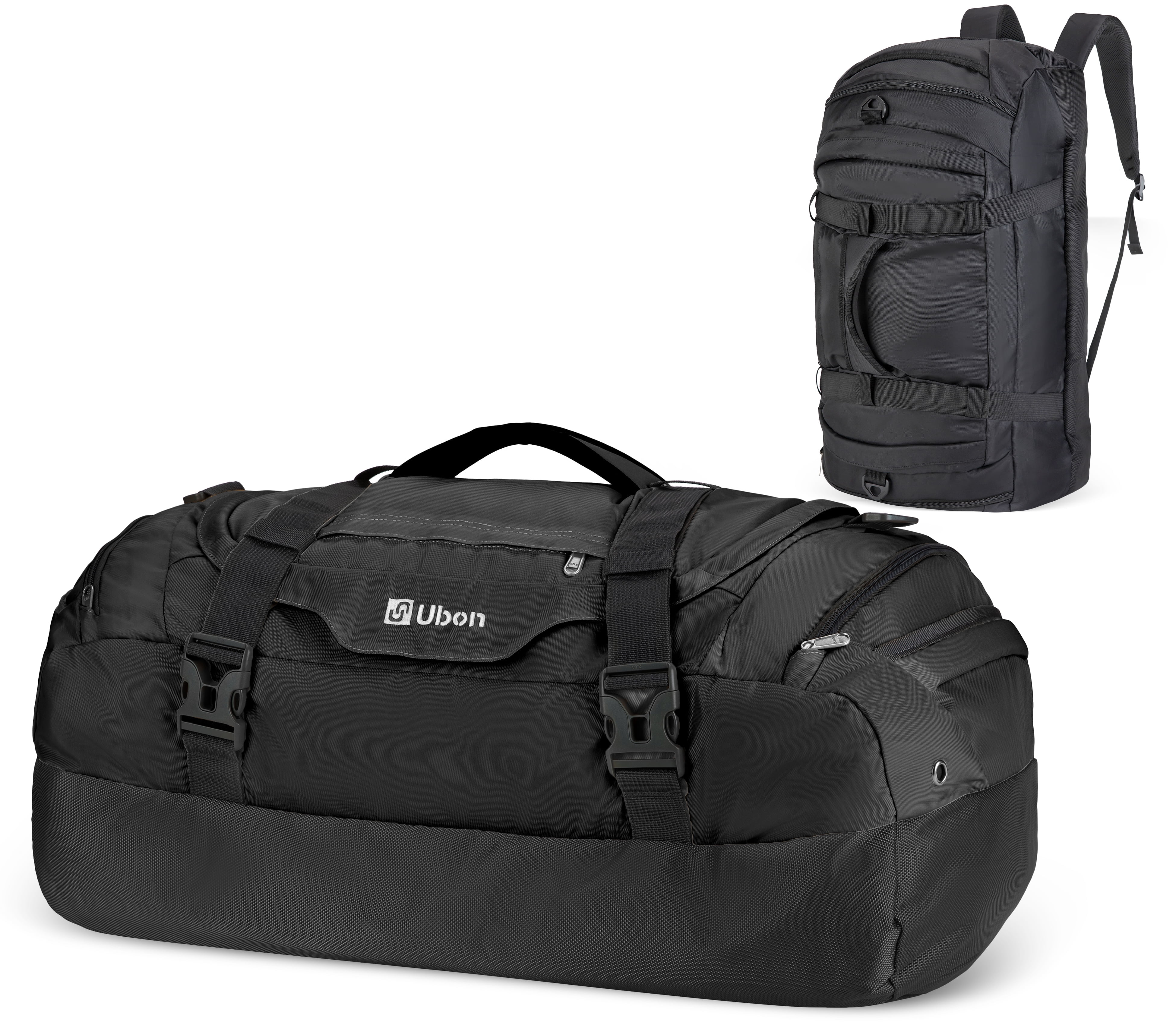 Ubon 25.59" Duffle Bag for Travel 55L Gym Bag Convertible Travel Backpack Black