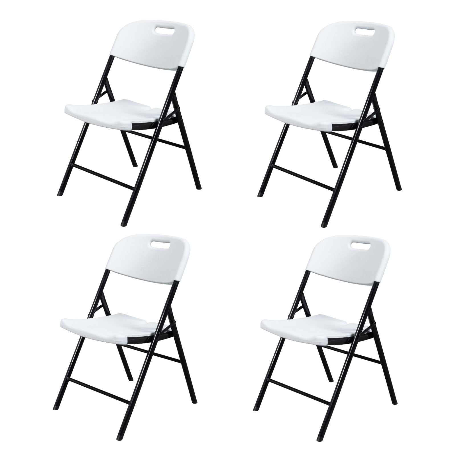 UBesGoo 4 Pack Folding Chair,Portable HDPE Plastic Seat with Reinforced Steel Frame,Commercial Stackable Foldable Chairs for Indoor and Outdoor,Events,Wedding,Party,Dining, 350lb Capacity