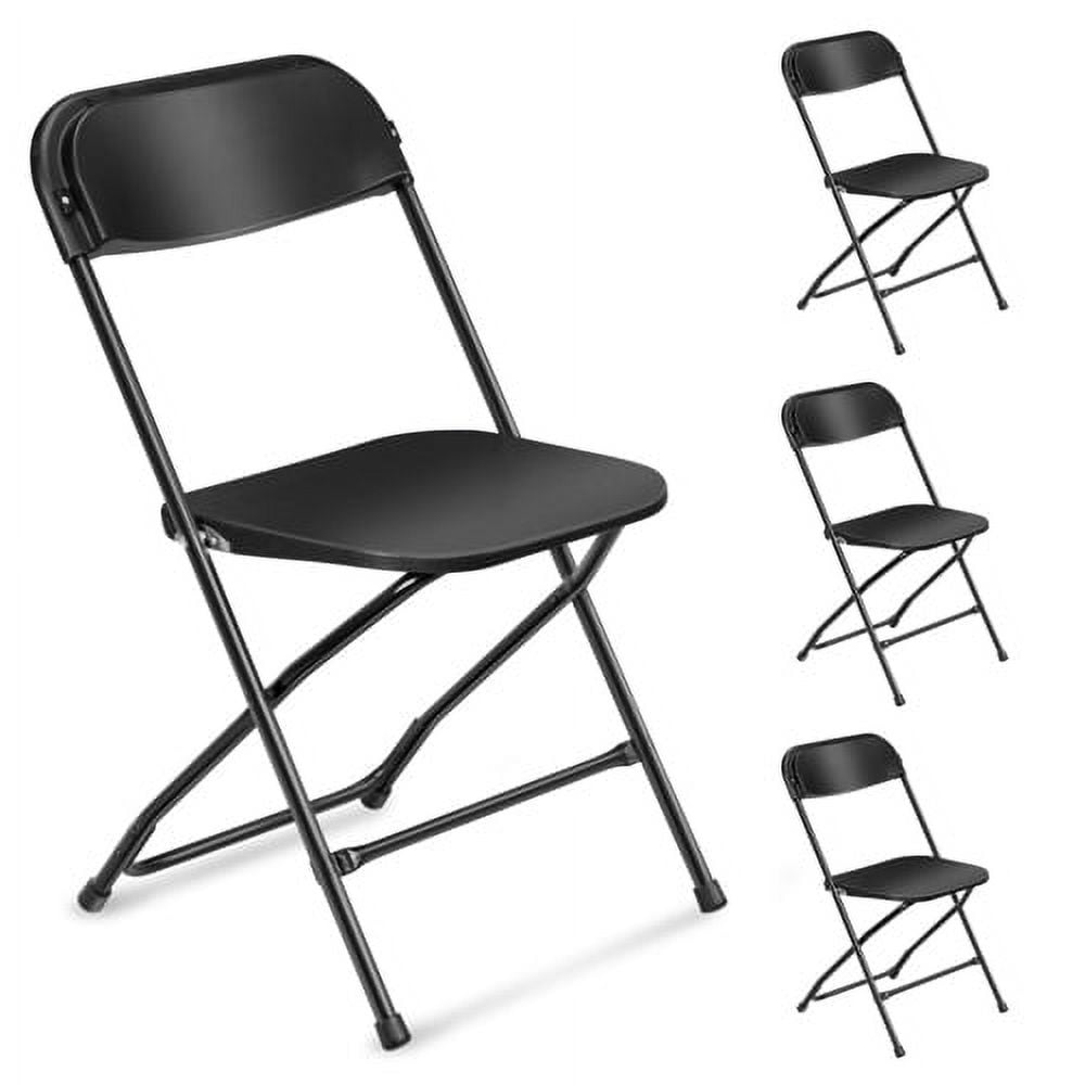 UBesGoo 4 Packs Plastic Folding Patio Chair, Portable Chairs for Indoor Outdoor Commercial Event Party, Plastic Seat Black