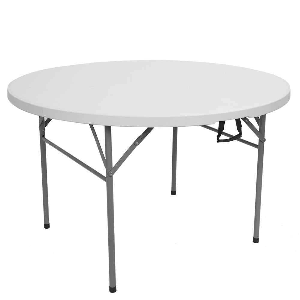 UBesGoo 48" Round Folding Table 4 Ft Plastic Dining Table for Outdoors and Indoors, Picnic Round Table, Portable Table, White