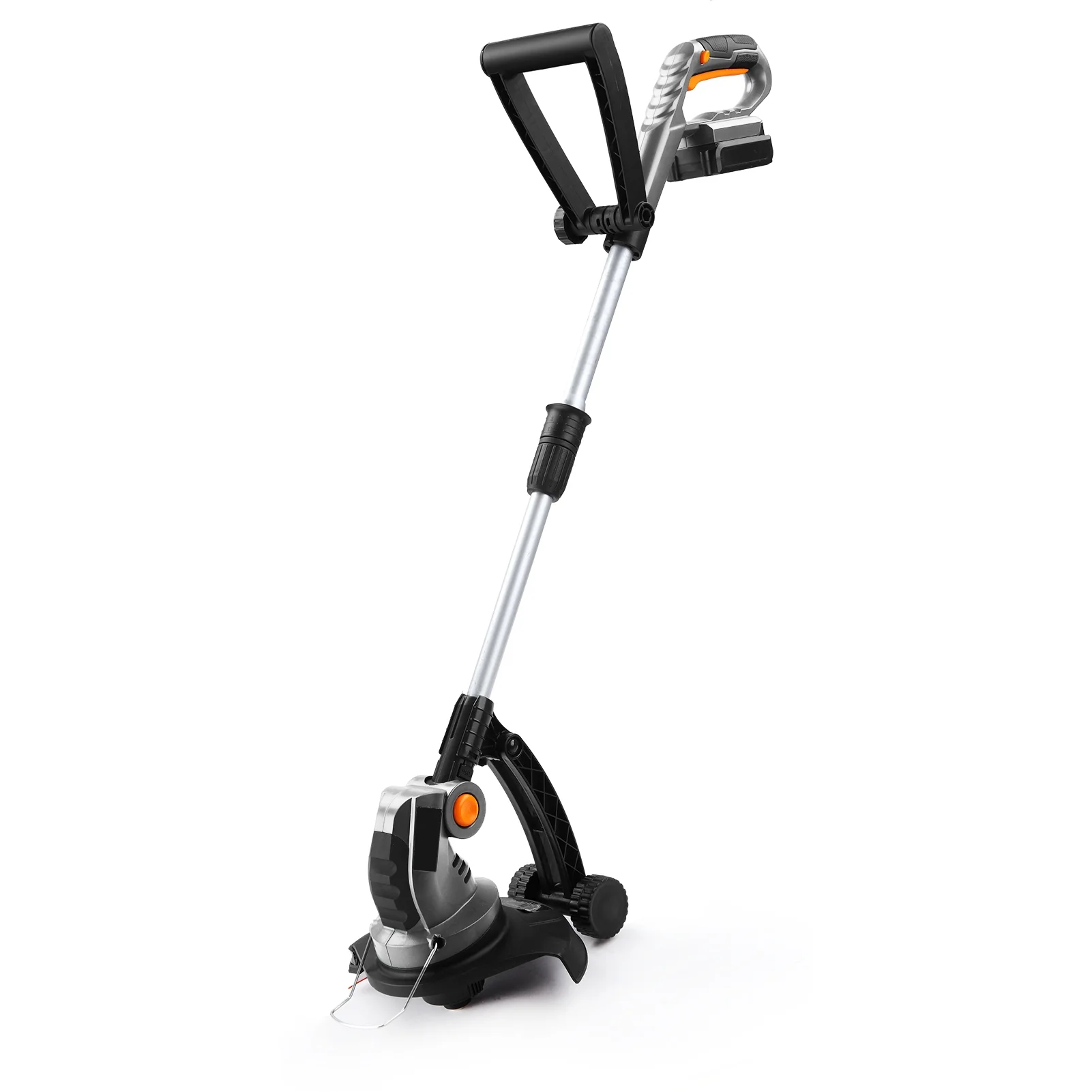 UKOKE U02TE Cordless Electric Power Grass Trimmer, 12-inch Edging and Trimming, Includes 20V 2.0A Lithium Ion Battery & Charger, Silver