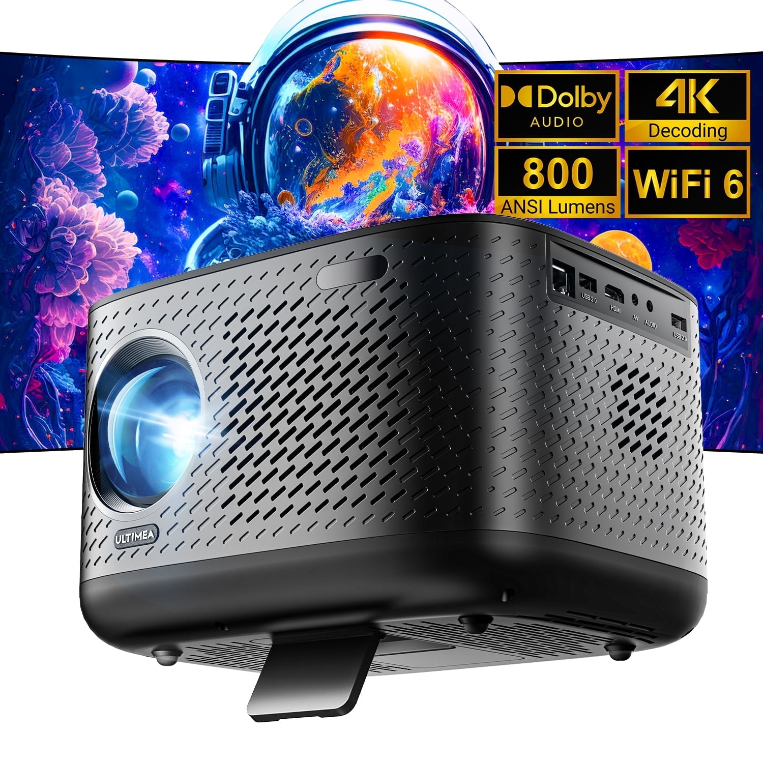 ULTIMEA Netflix-Certified Projector 4K Decoding with 700 ANSI Lumens, Dolby Audio Projector with WiFi 6 and Bluetooth 5.3, Auto Screen Adaptation & Object Avoidance, Apollo P50 Smart Series