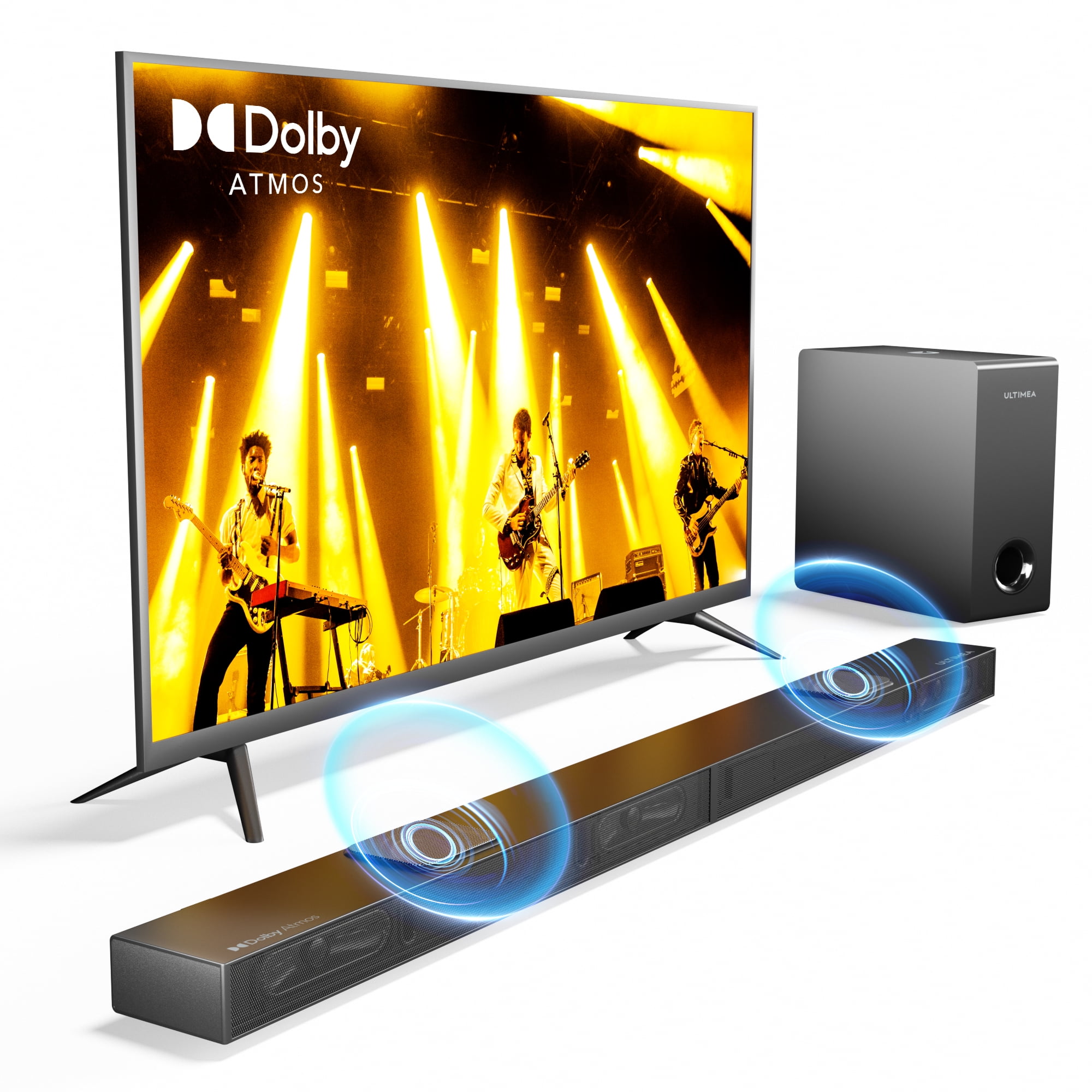 ULTIMEA 3.1.2ch Dolby Atmos Sound Bar for TV, 2 Up-firing Drivers, 390W Peak Power Soundbar with Subwoofer, 4K Dolby Vision HDR Pass-through, Bass Boost, HDMI IN/eARC, Ultra-Slim Series Nova S70, 2024