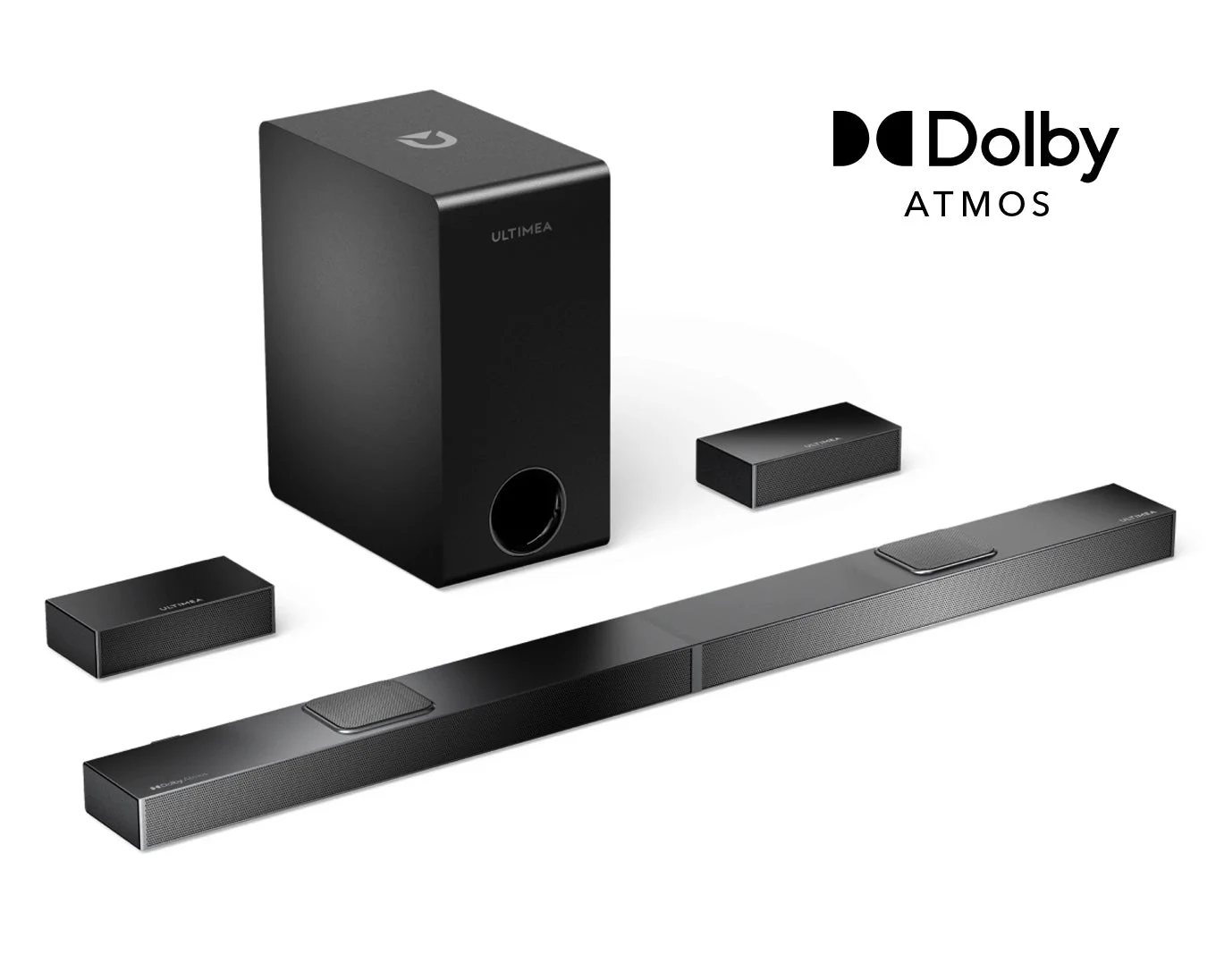 ULTIMEA 5.1.2ch True Dolby Atmos Home Theater Sound Bar, 2 Up-firing Drivers, 4K Dolby Vision HDR Pass-through, HDMI IN/eARC, 520W Surround Sound System with Subwoofer, Nova S80 Ultra-Slim , 2024