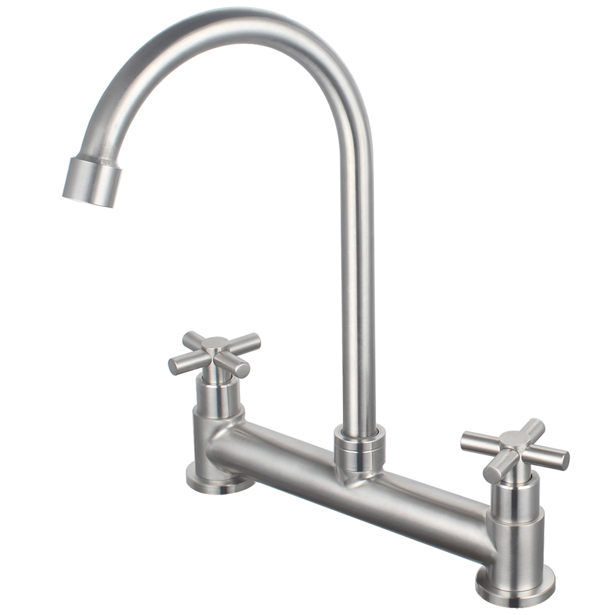 UMANYI Kitchen Faucet Deck Mount 8" Spread 2 Hole Double Handle Utility Sink Faucet Commercial Faucet 6" Swing Spout