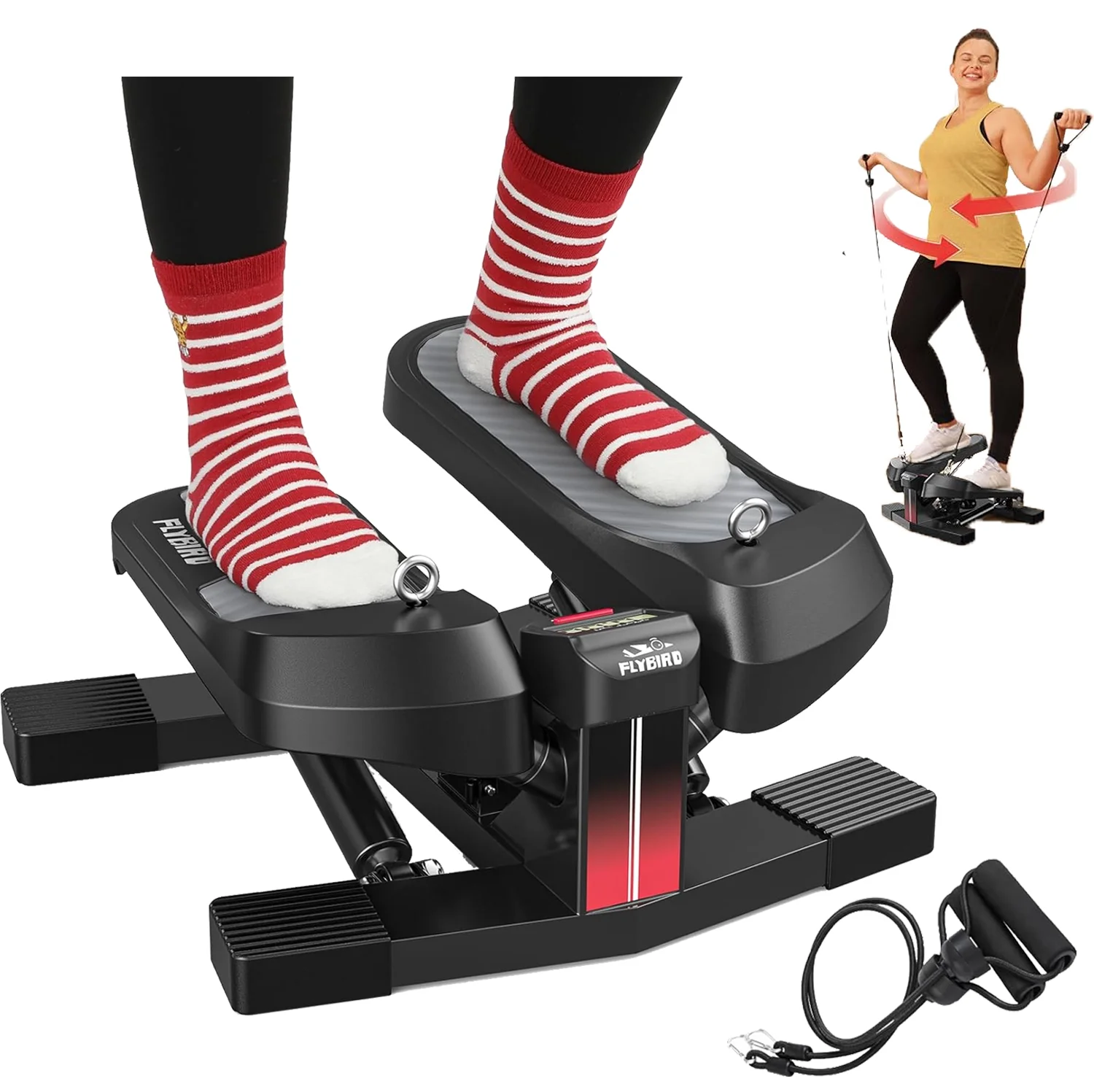 UPGO Stair Stepper for Exercises, Pro Twist Stepper Machine with Resistance Band, 350LB Weight Capacity, Home Cardio Exercise for HIPS Extension Legs Workout, Suitable Men/Women