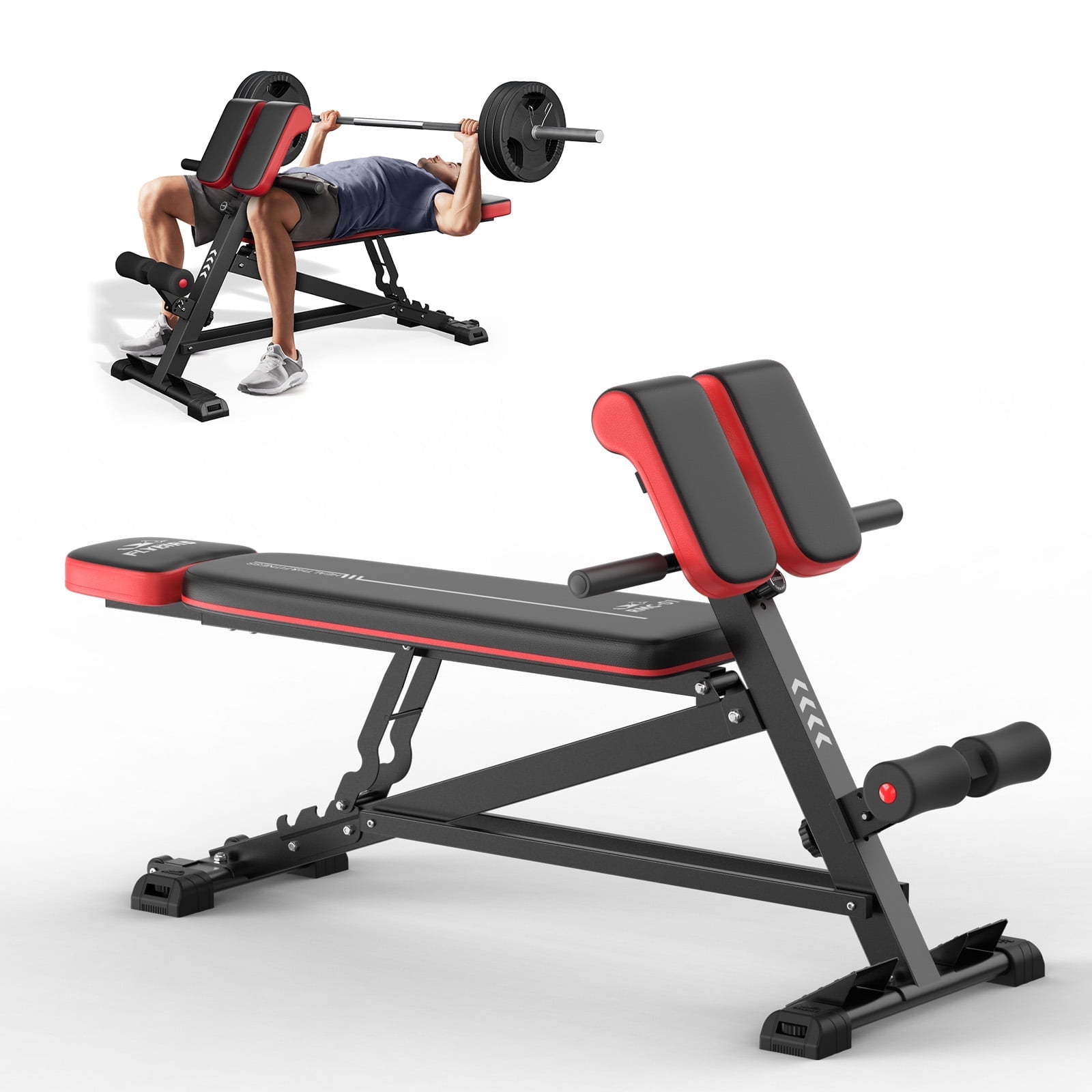 FLYBIRD 4-in-1 Workout Bench: Roman Chair, Weight Bench, Sit-Up Bench, Glute & Core Trainer, Home Gym