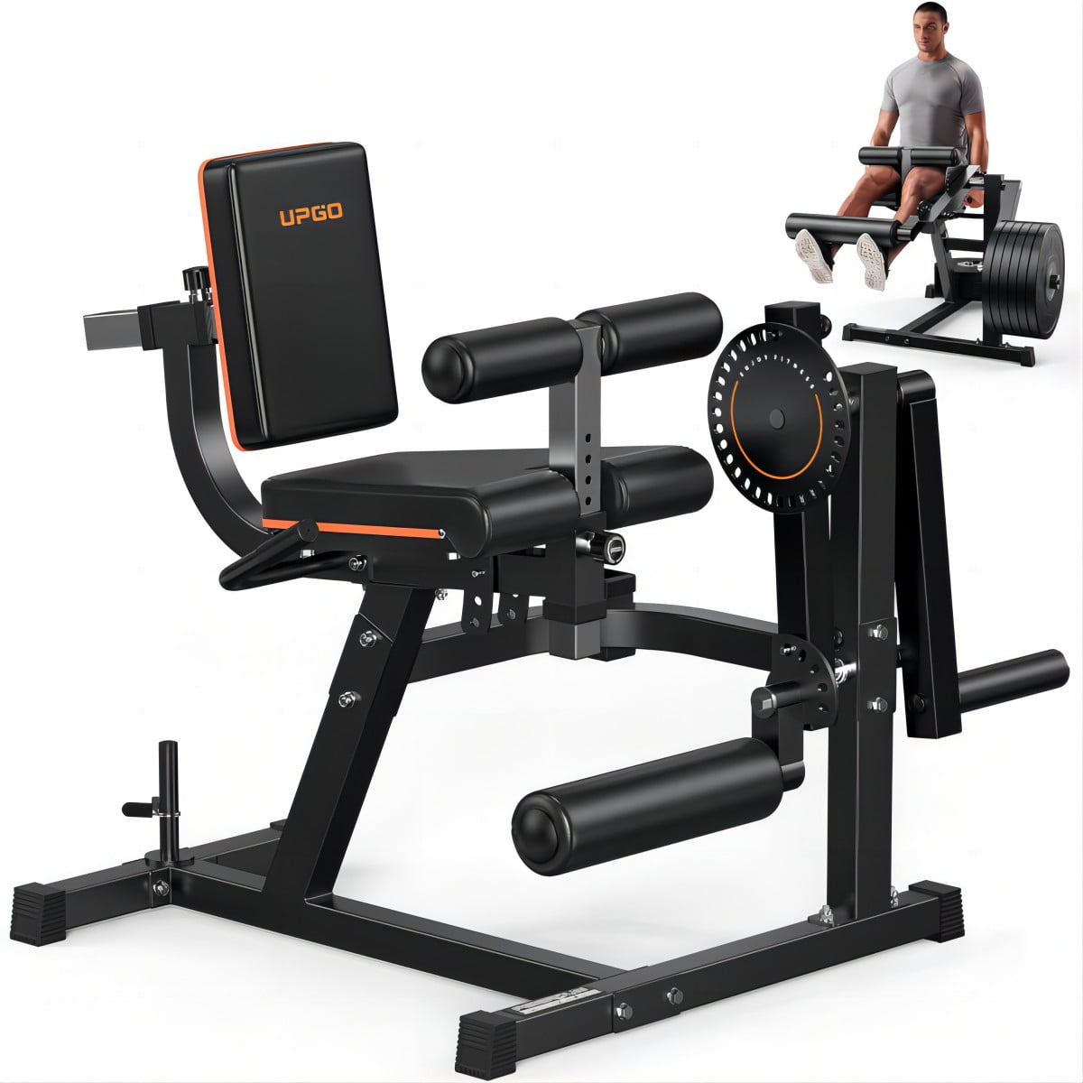 UPGO 3-in-1 Leg Extension and Curl Machine, 570LBS Adjustable Leg Rotary Extension Machine, Lower Body Special Leg Machine , Home Gym Weight Machine