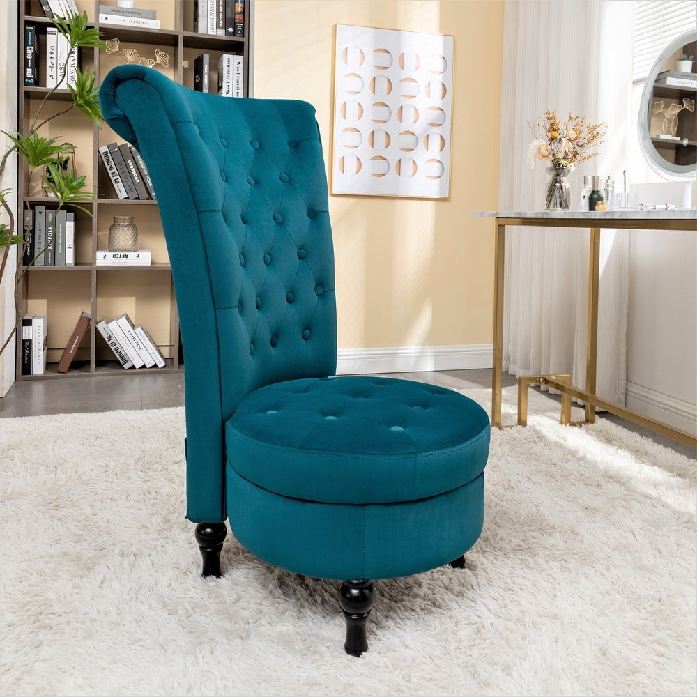 US Pride Furniture Gosser 20" Wide Velvet High Back Vanity Chair, Greenish Blue