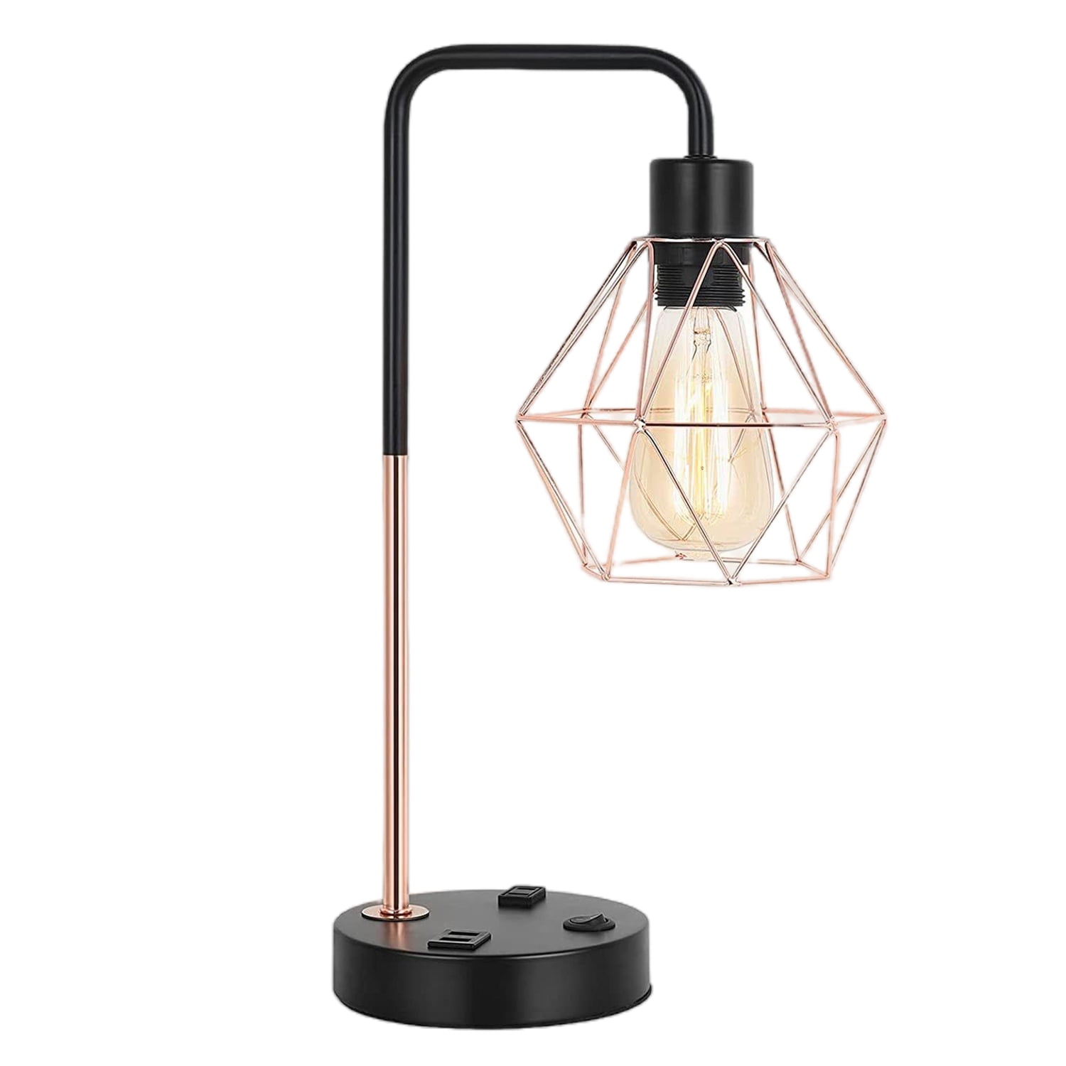 USB Bedside Table & Desk Lamp with 2 USB Charging Ports & AC Outlet for Bedroom