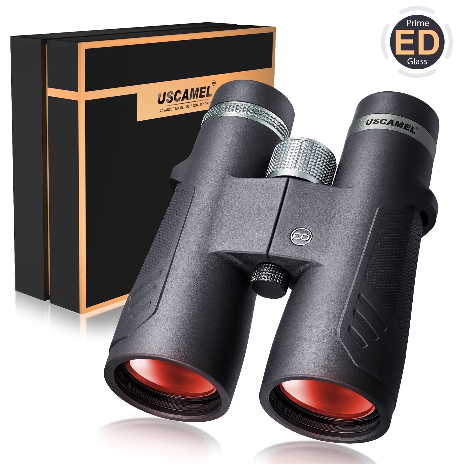 USCAMEL 12x50 ED Binoculars for Adults, Pro Binoculars Roof BAK4 Prism FMC ED Glass Waterproof Fog Proof, w/Gift Box for Bird Watching, Hunting, Black