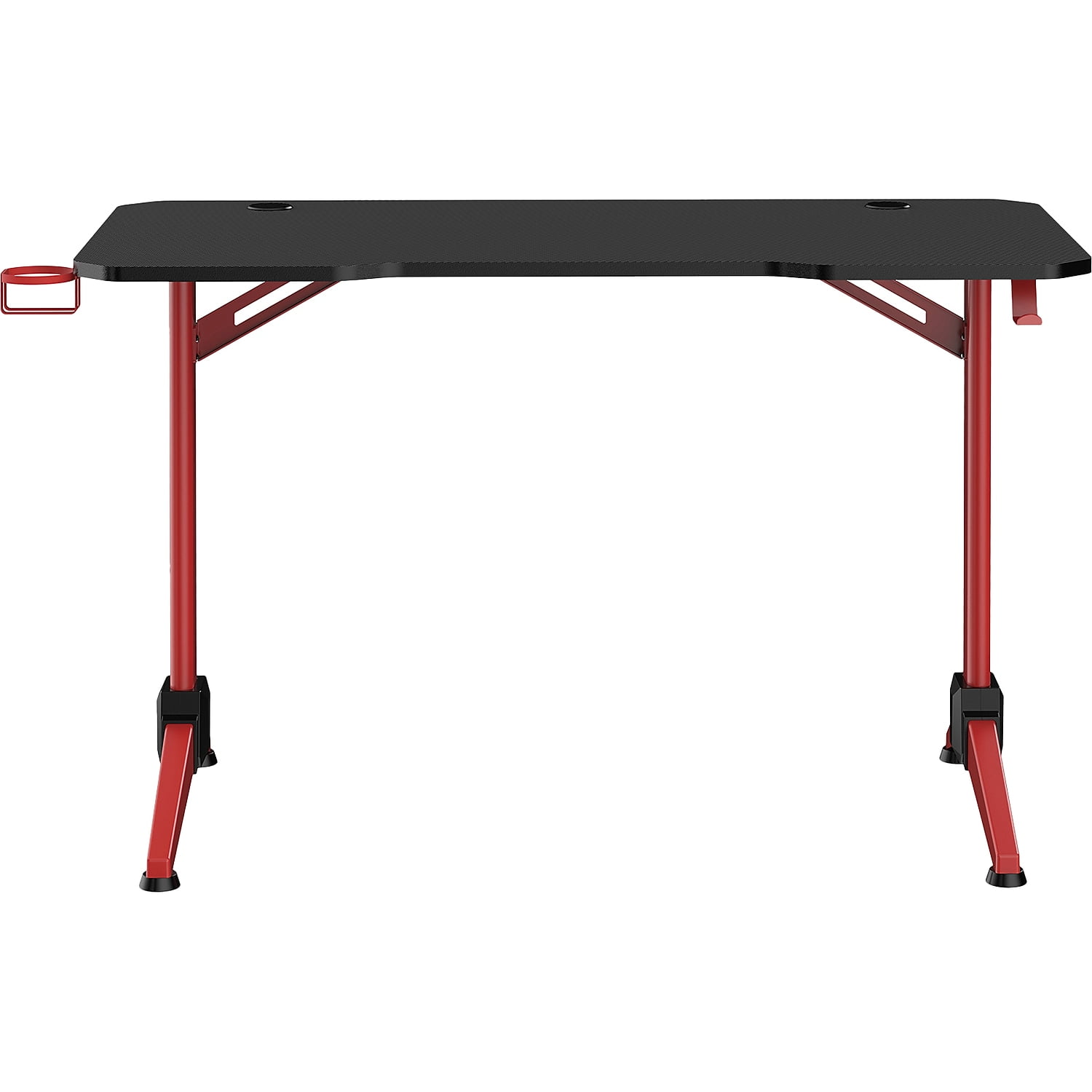 Ultimate Computer Gaming Desk Red Metal Legs with LED Under Desk Lighting