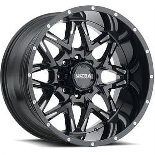 Ultra 254BM Carnivore Gloss Black Milled Wheel Rim, 20" x 9" 6 x 135mm/6 x 5.5" 18mm, 254-2935BM+18
