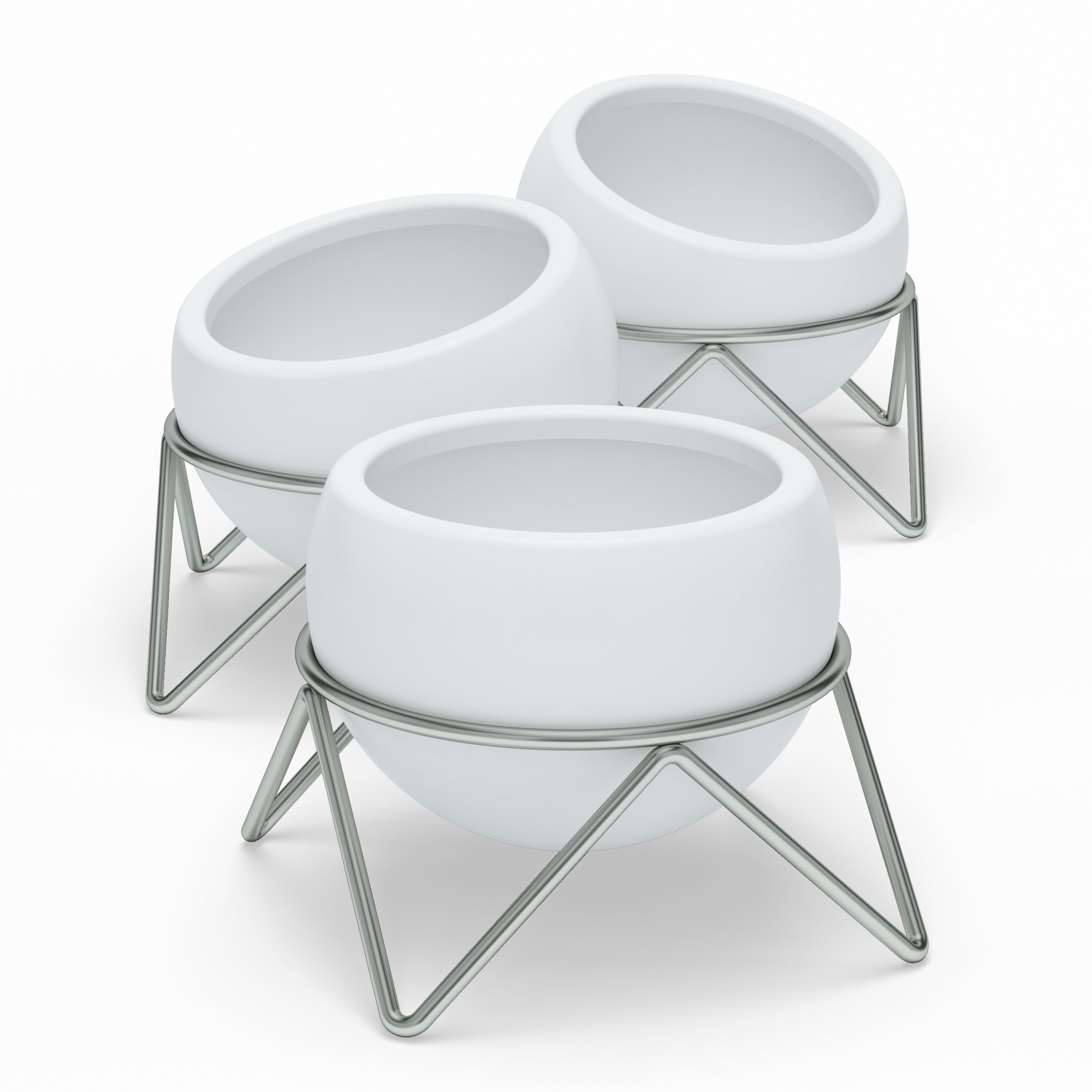 Umbra 6" x 6" x 5" Round White Ceramic Plant Planter (3 Pack)