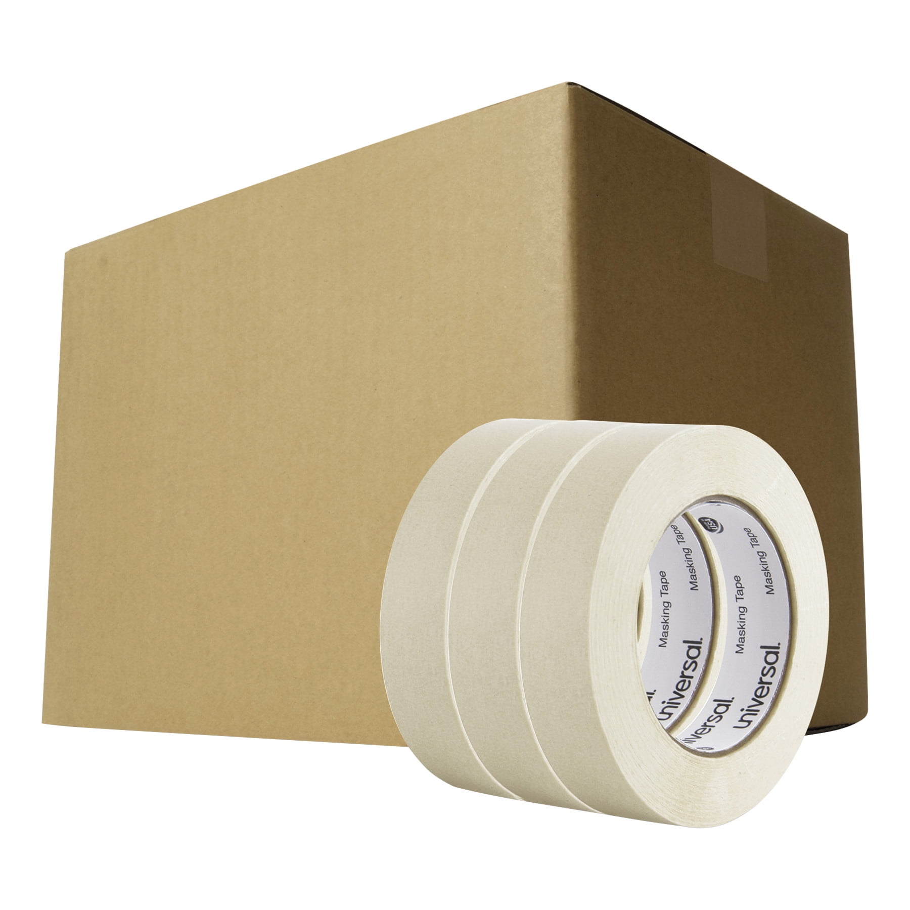 Universal General Purpose Masking Tape, 24mm x 54.8m, 3" Core, 3/Pack, 12 Packs/Carton