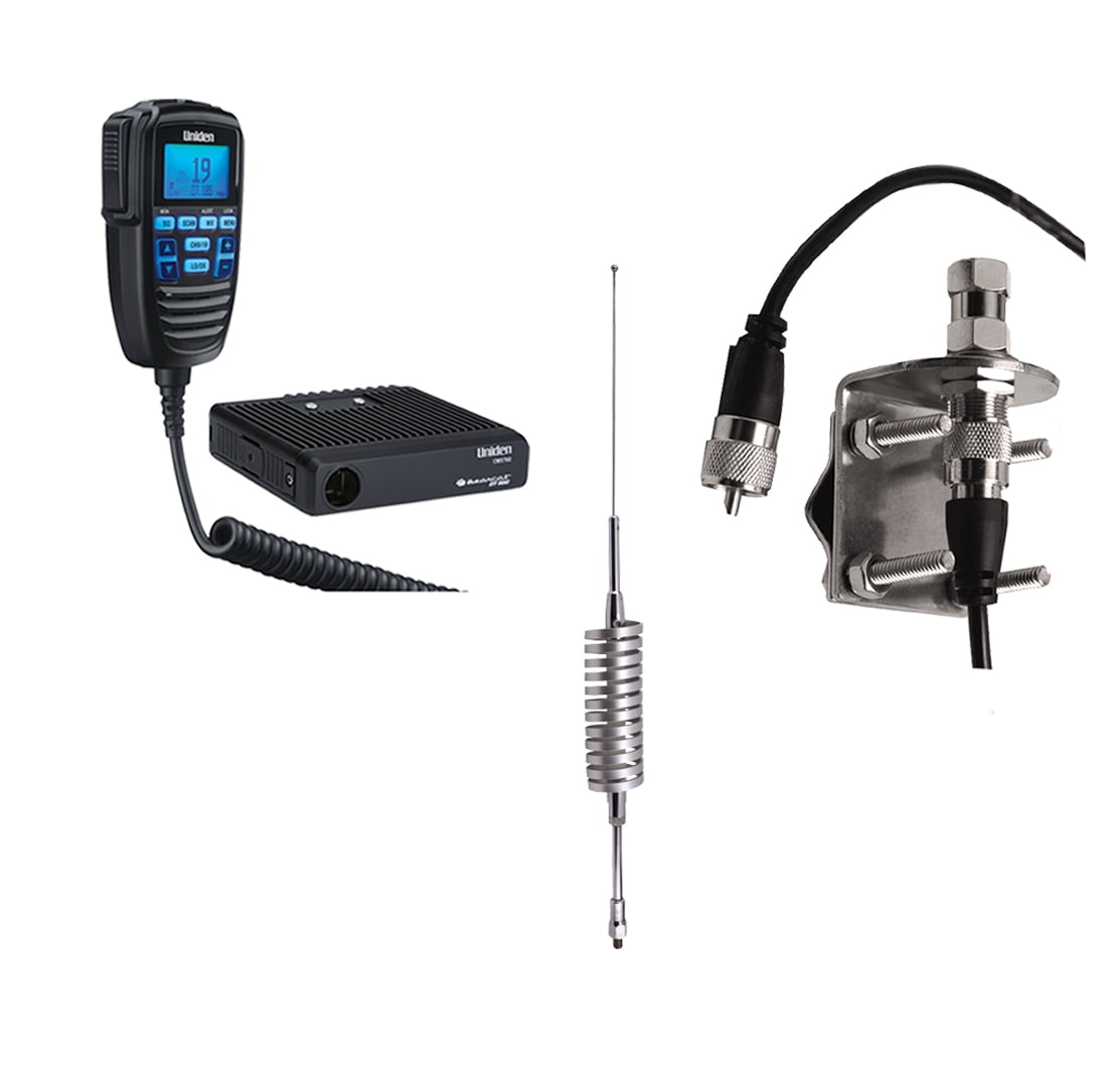 Uniden CMX760 40-CH Off-Road Compact CB Radio, Browning BR-78 Flat Coil CB Antenna & BR-MM-18 Mirror-Mount Kit
