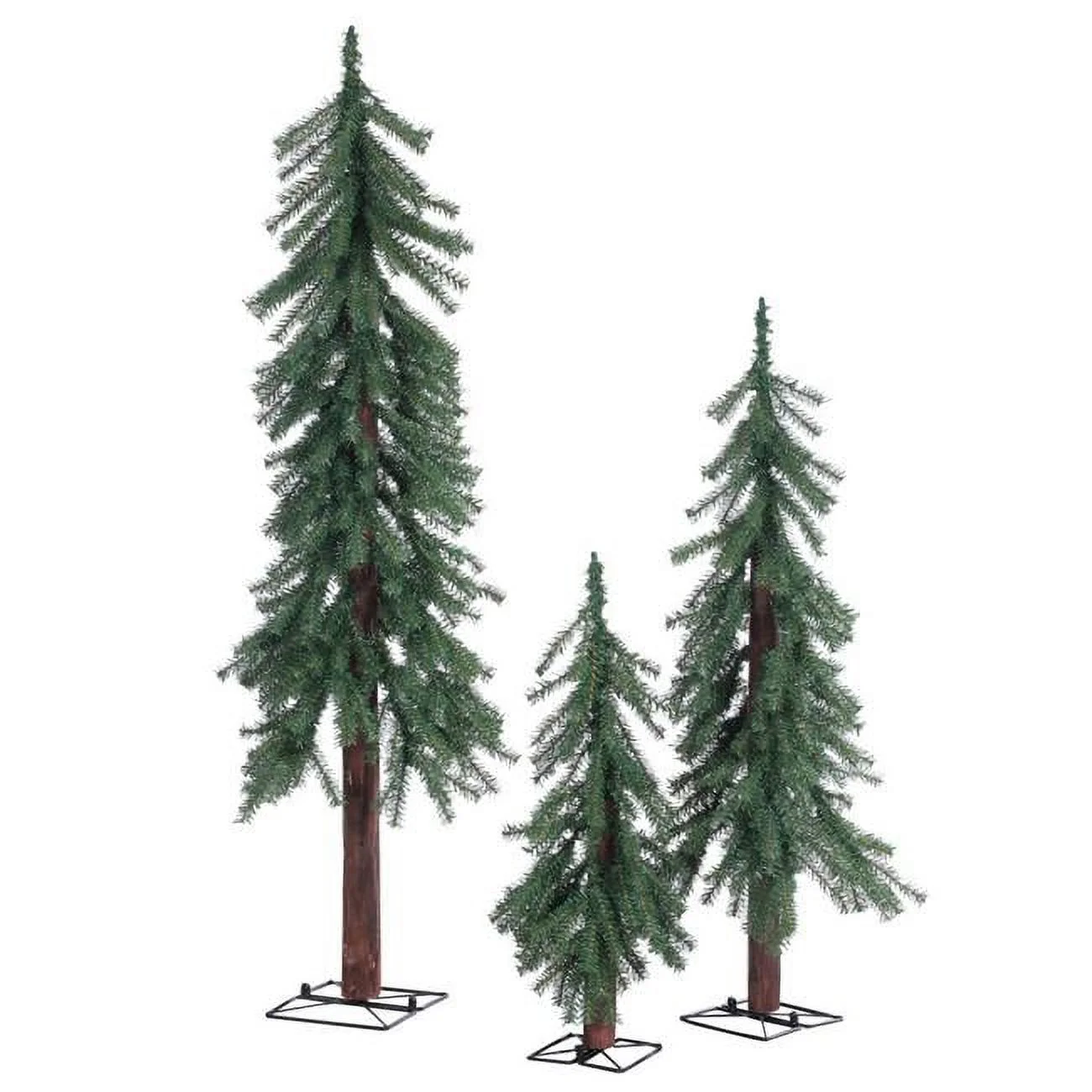 Unlit Rustic Alpine Trees Set of 3
