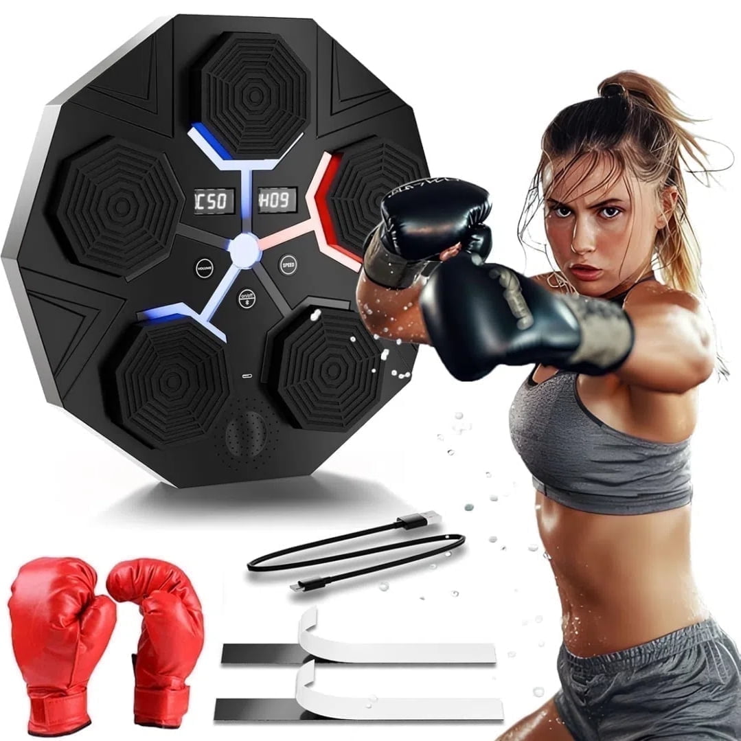 Upgraded Adult Smart Music Boxing Machine, Electronic Boxing Machine with Boxing Gloves, Boxing Music Fitness Machine with Smart Display, Smart Boxing Machine Wall-mounted Music for Home and Gym