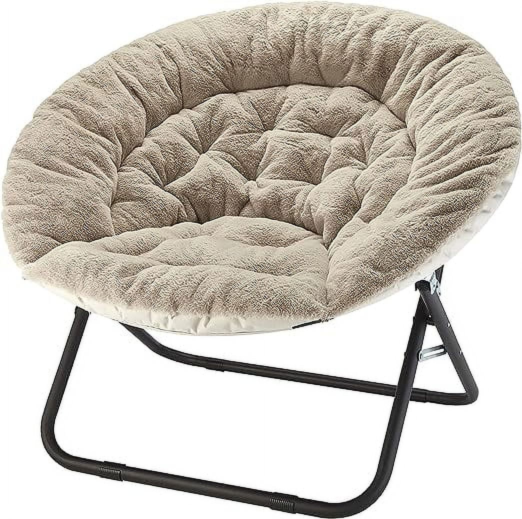 Urban Shop Grey Oversized Faux Fur Saucer Chair