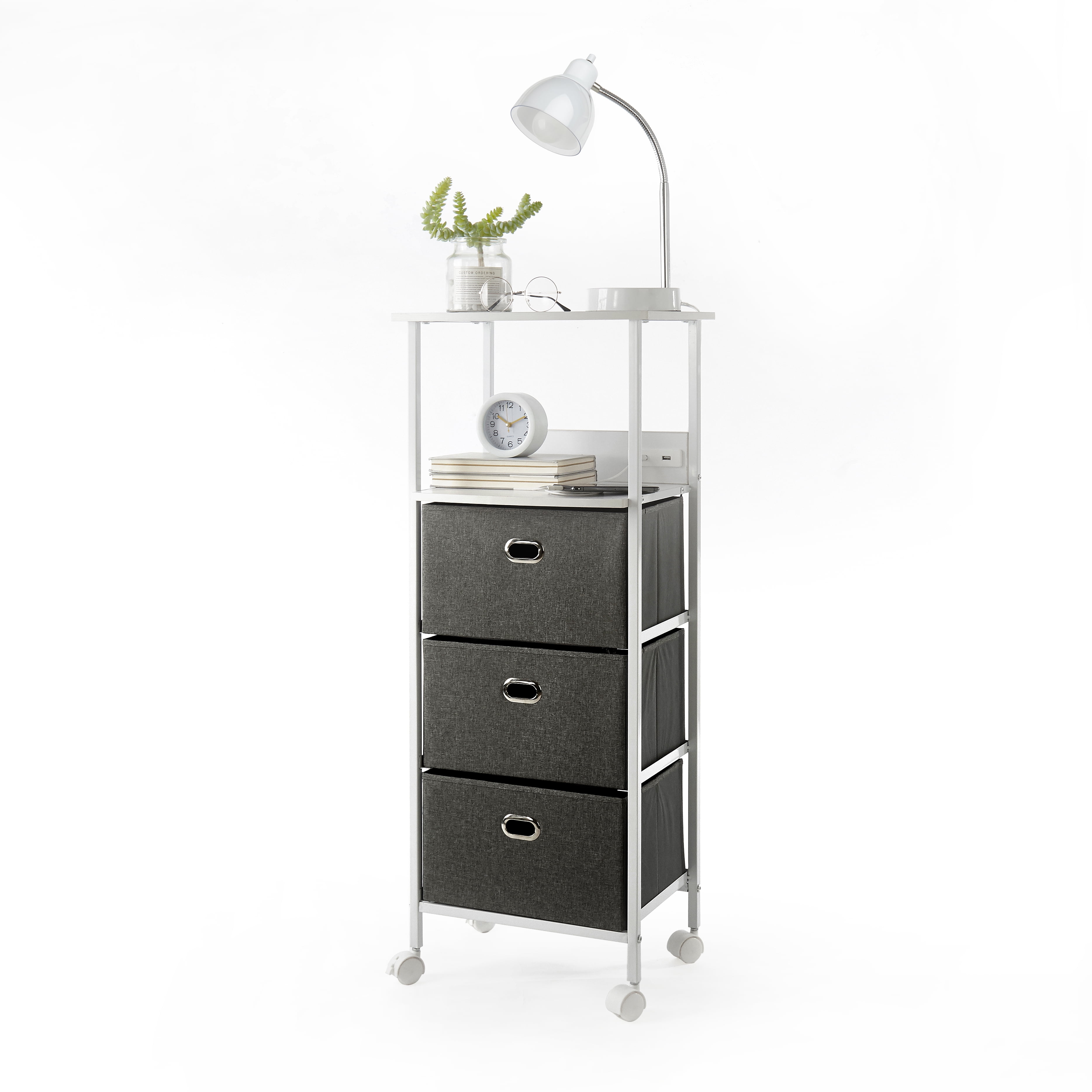 Urban Shop Storage Cart with Charging Capabilities, Black