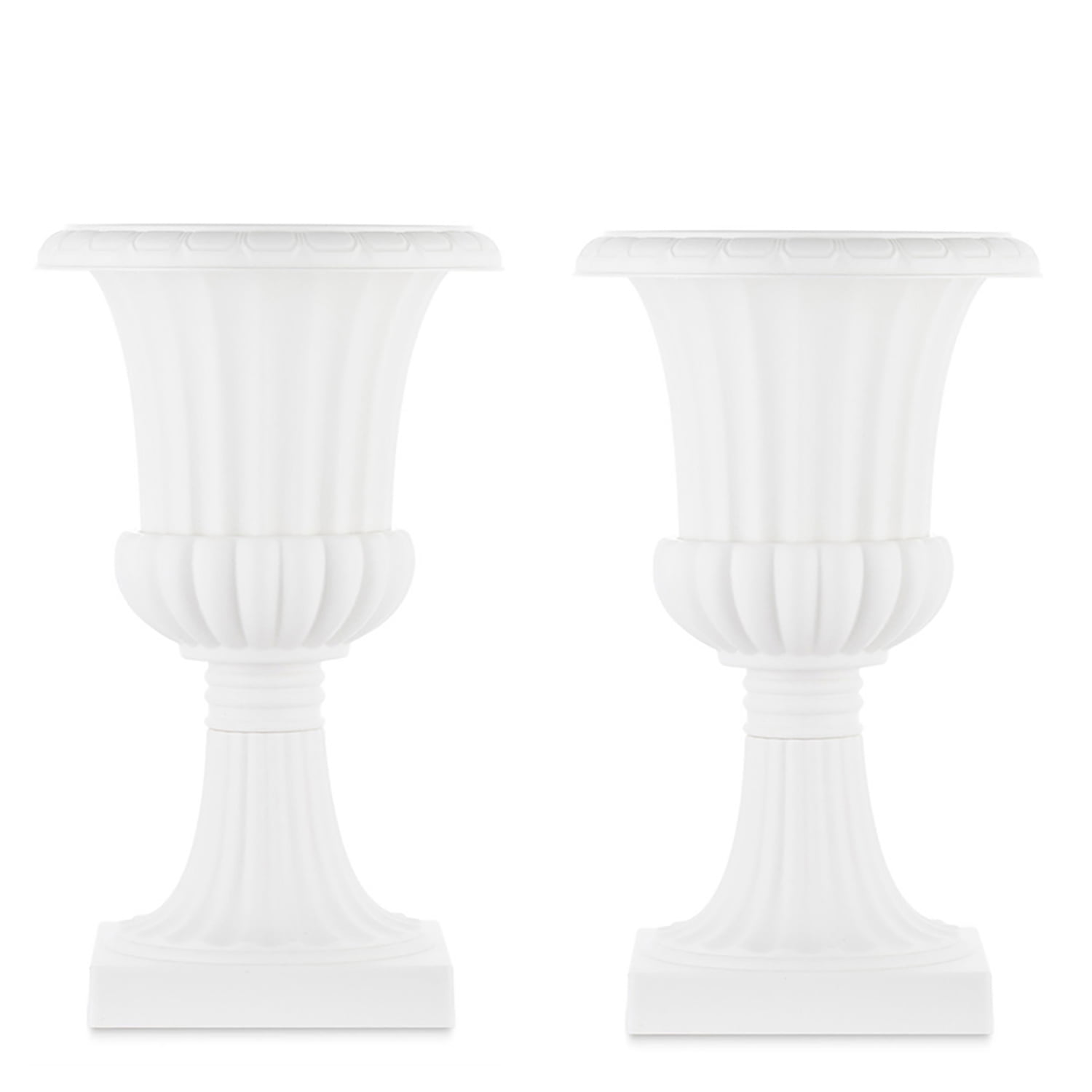 Urn Planter for Outdoor Plants 19.7 inch Tall White Plastic Garden Plant Pot 2 Pack