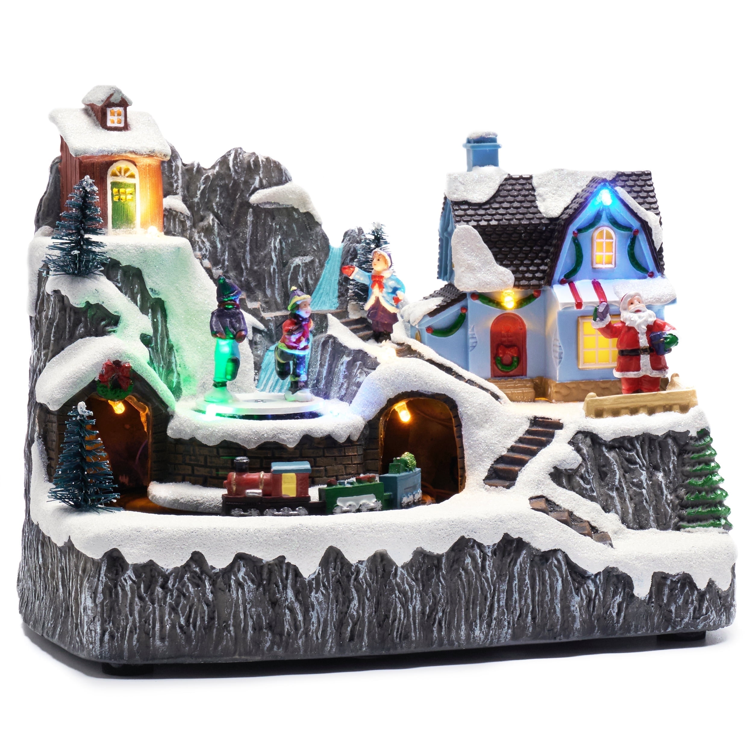 Valery Madelyn 6.6 “ Musical Christmas Village, Multi-color Lighted Dynamic Christmas Figurine House for Home Party Decor