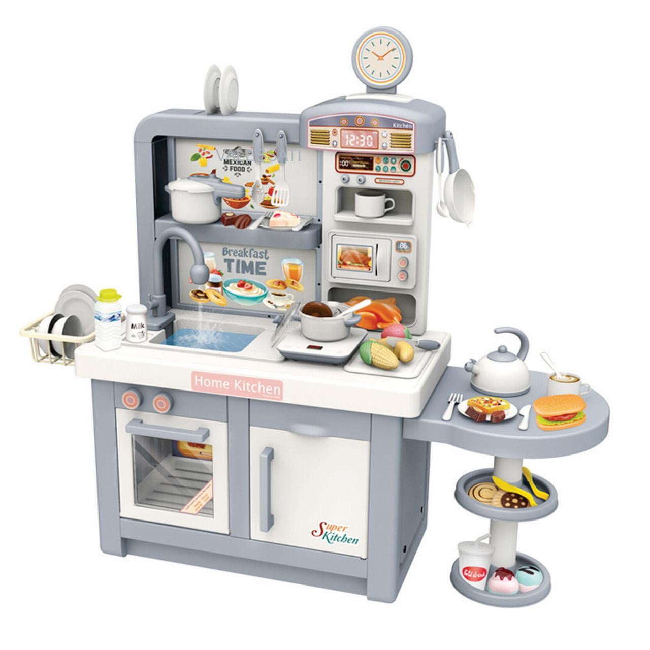 Kitchen Set for Toddlers 45 Pieces, Kitchen Playset with Sound & Light Pretend Play Cook Sink +3 Years by Valessati.