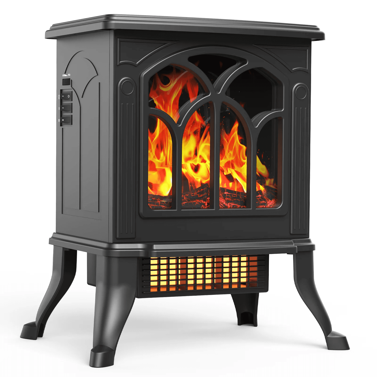 Vebreda Portable Electric Stove Heater with 3D Realistic Flame Effect & 2 Heat Settings