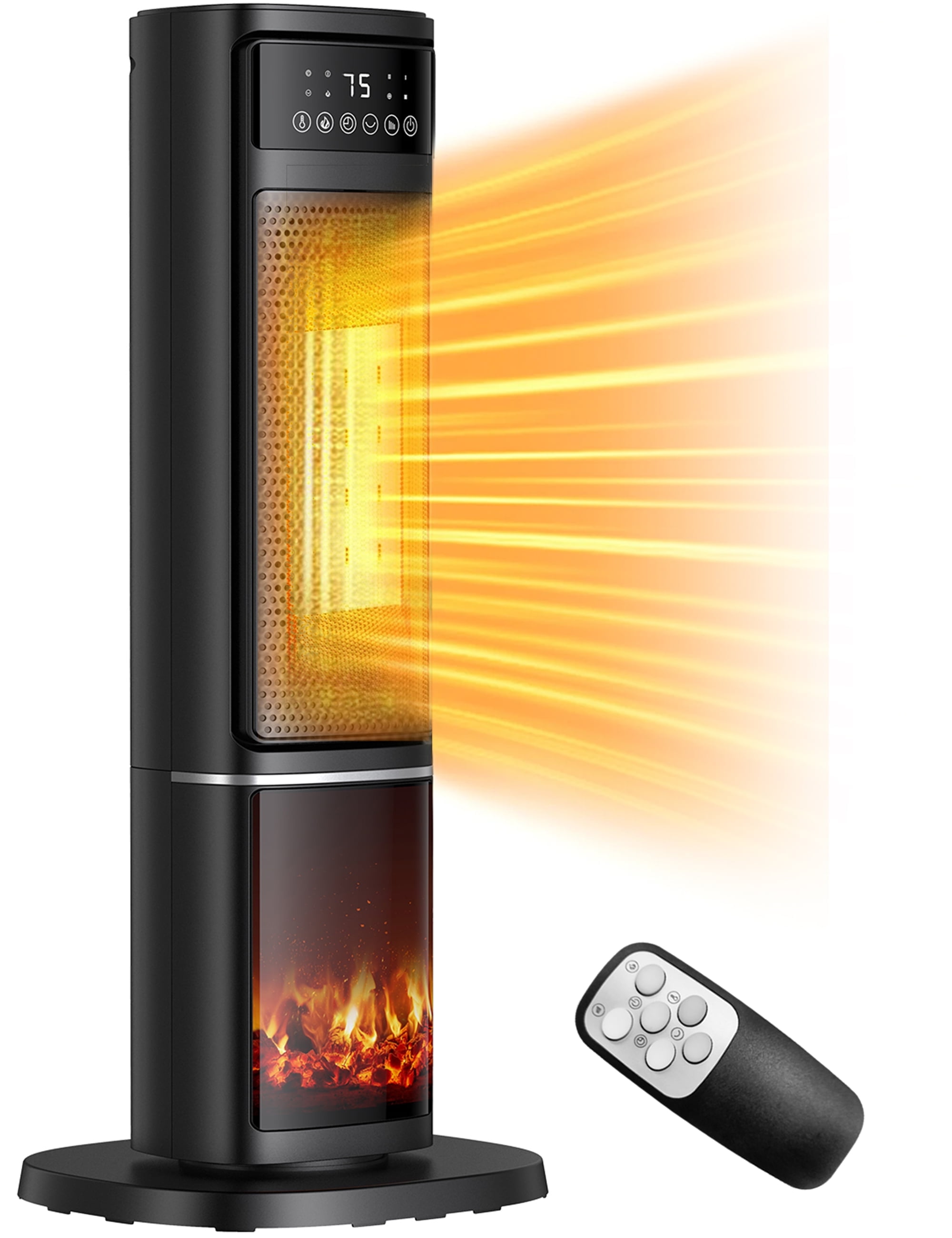 Vebreda 1500W PTC Tower Space Heater with Remote, Thermostat & Oscillation, Fast Heating Electric Heater for Home & Office